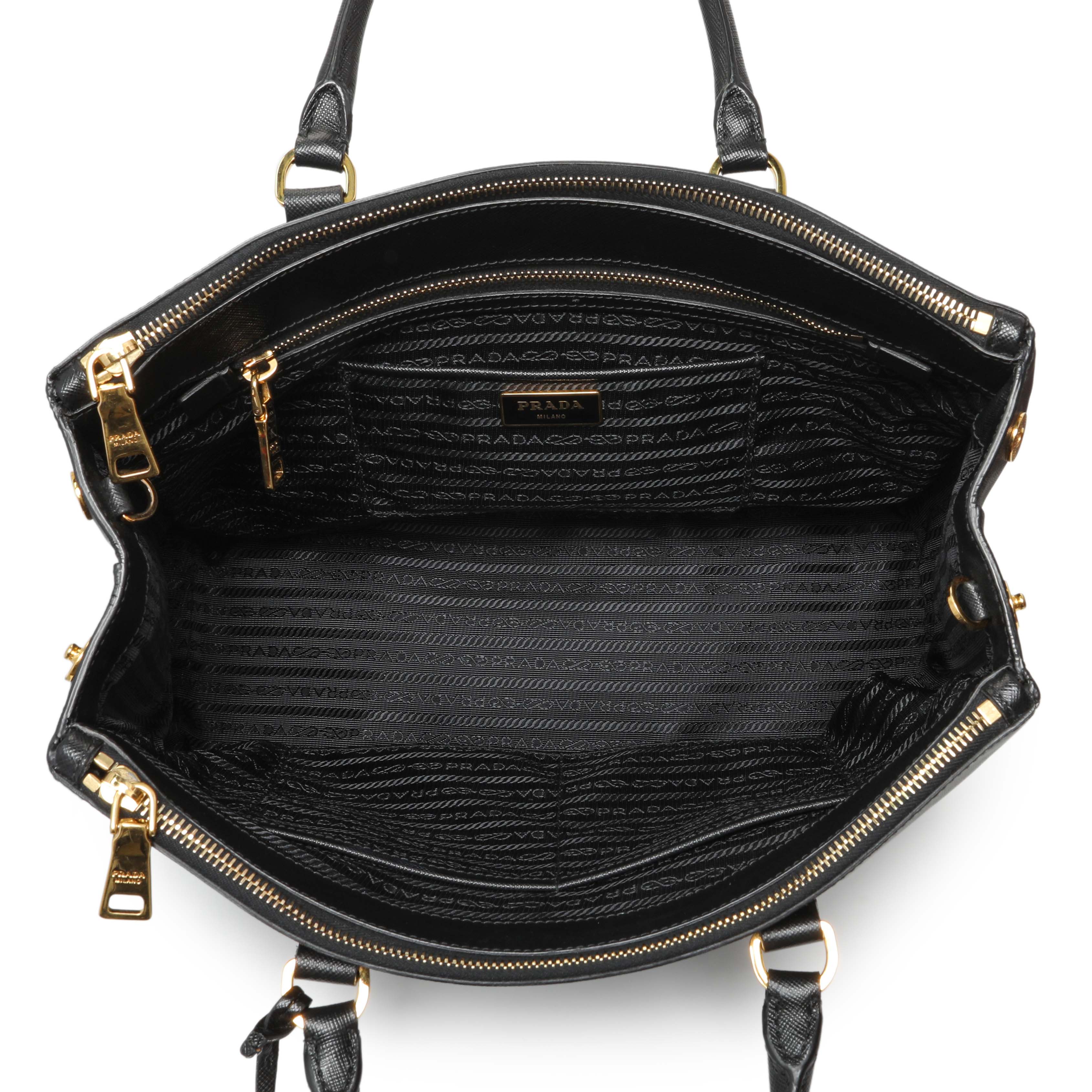 Prada Black Saffiano Medium Galleria Double Zip Tote