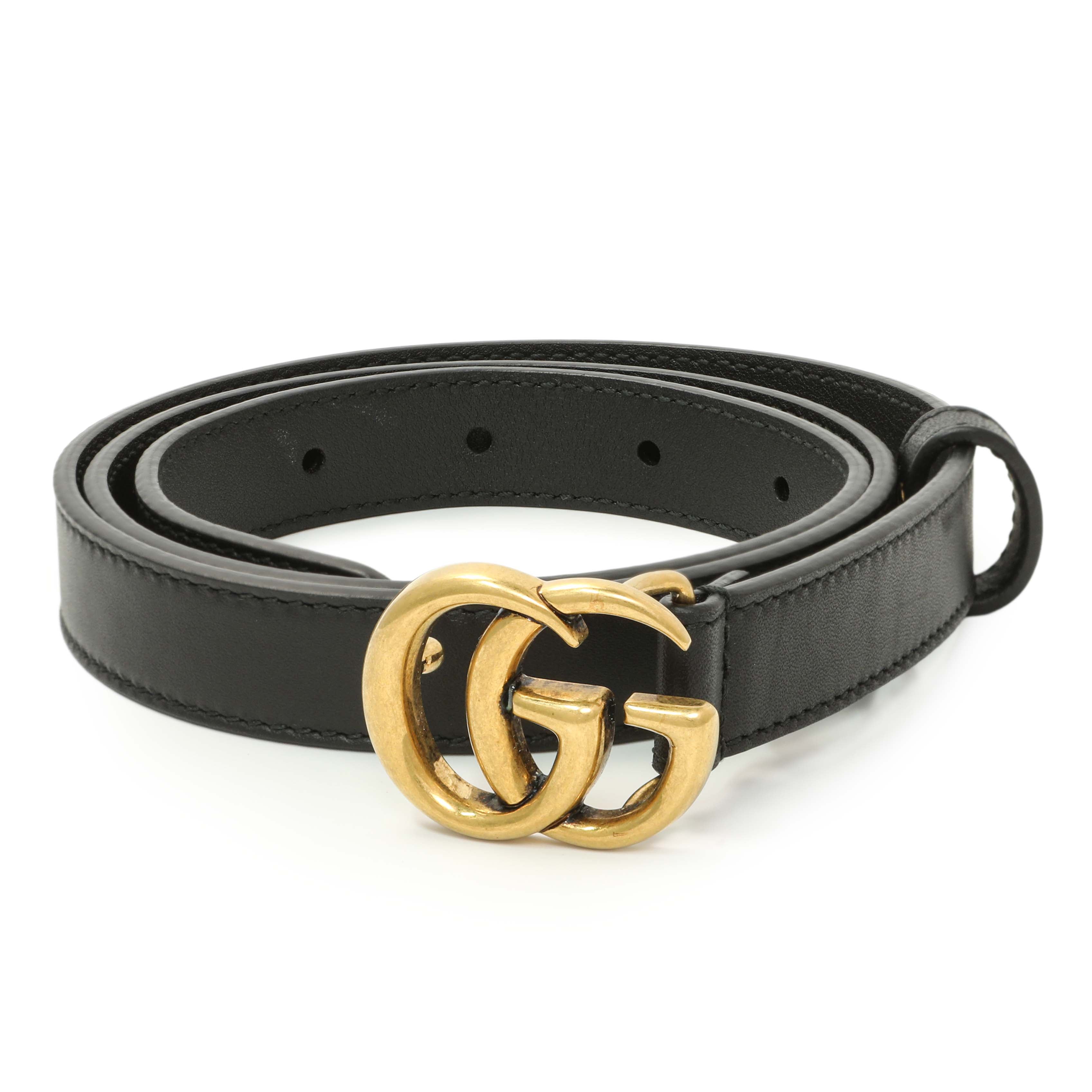 Gucci Black Calfskin Double G 20mm Belt