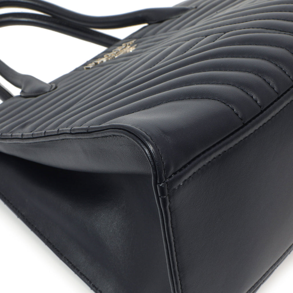 Prada Navy Soft Calfskin Impunture Diagramme Tote