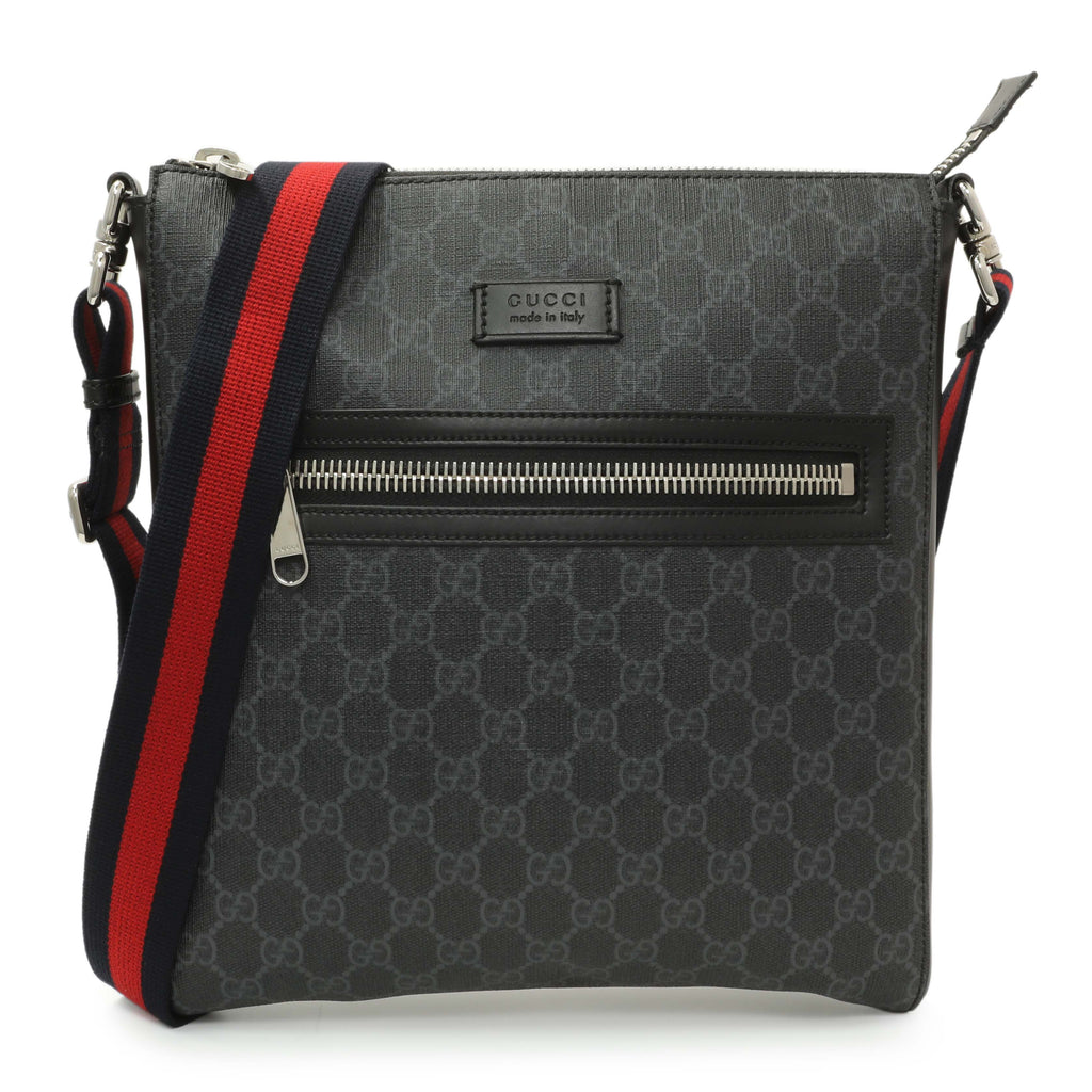 Gucci GG Supreme Monogram Web Flat Messenger Bag