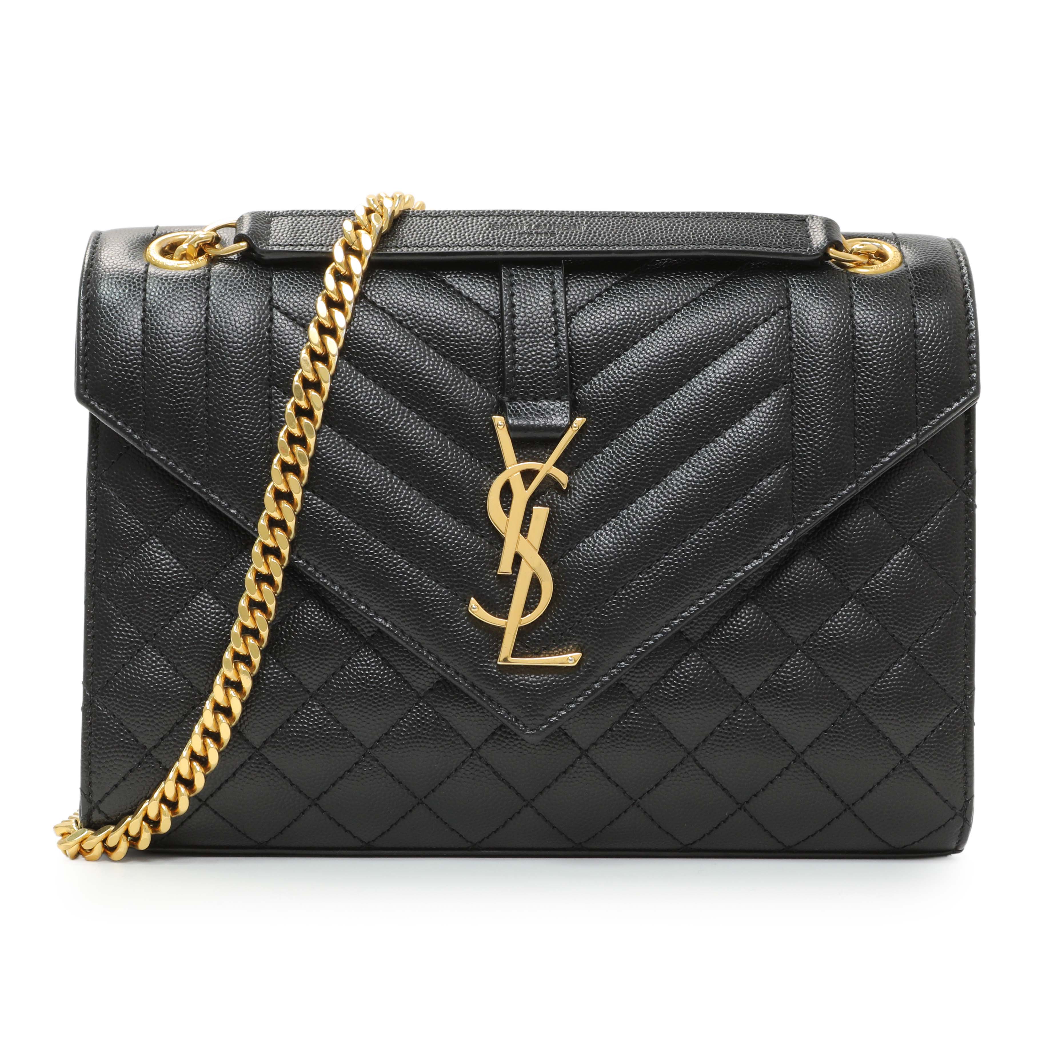 Saint Laurent Grain De Poudre Textured Mixed Matelasse Triquilt Medium Monogram Satchel