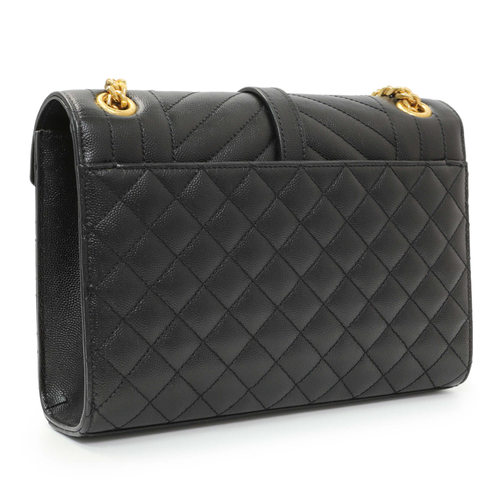 Saint Laurent Grain De Poudre Textured Mixed Matelasse Triquilt Medium Monogram Satchel