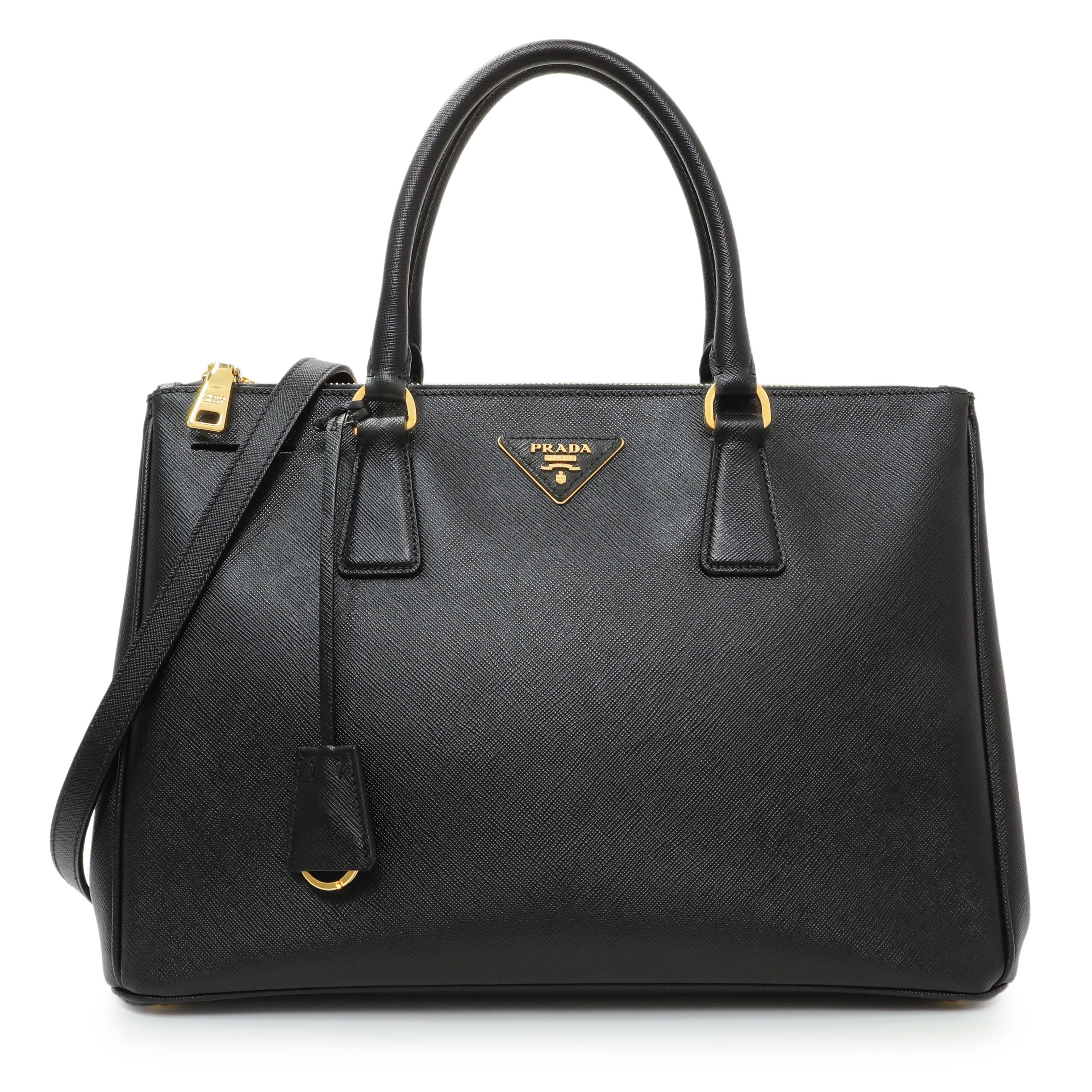 Prada Black Saffiano Medium Galleria Double Zip Tote
