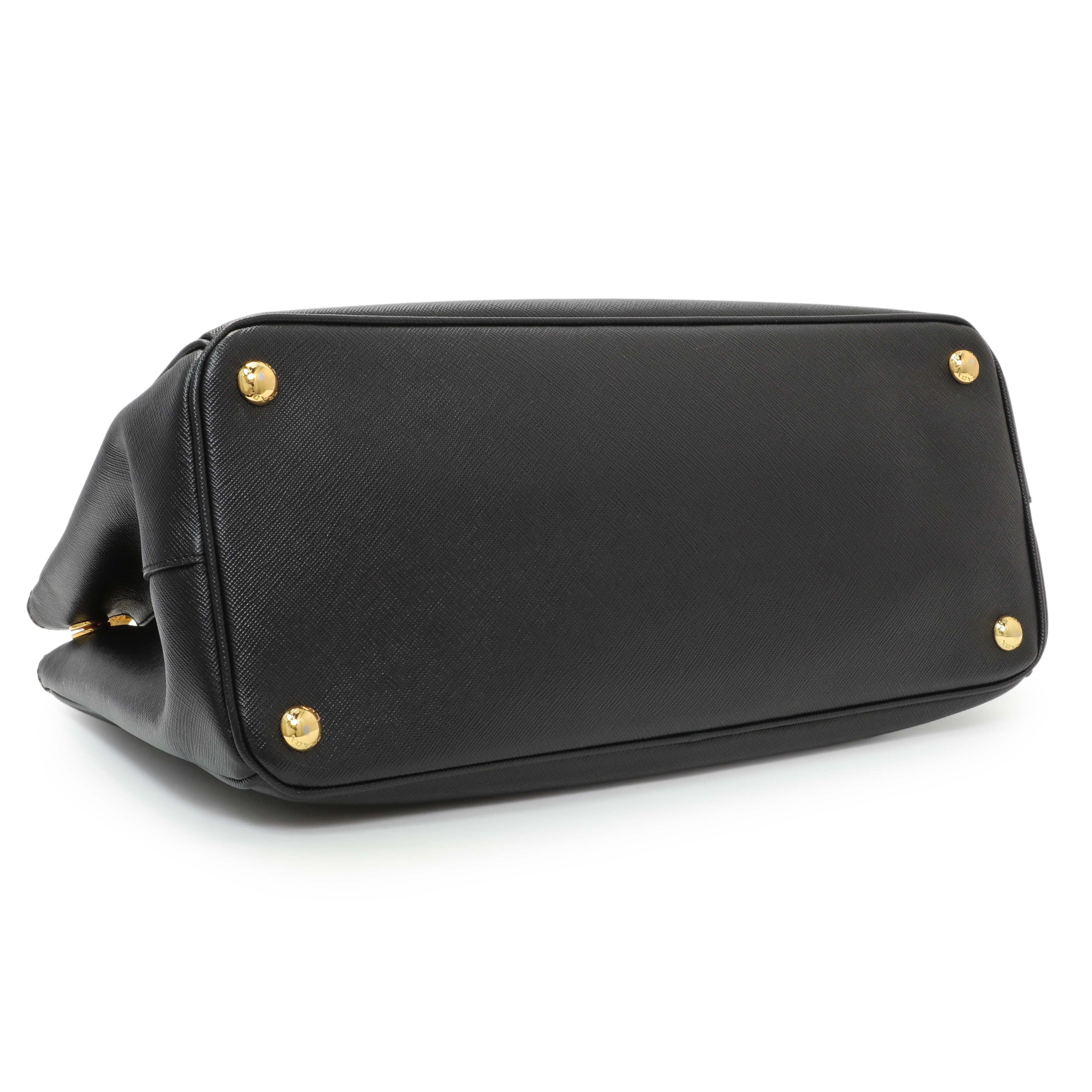 Prada Black Saffiano Medium Galleria Double Zip Tote