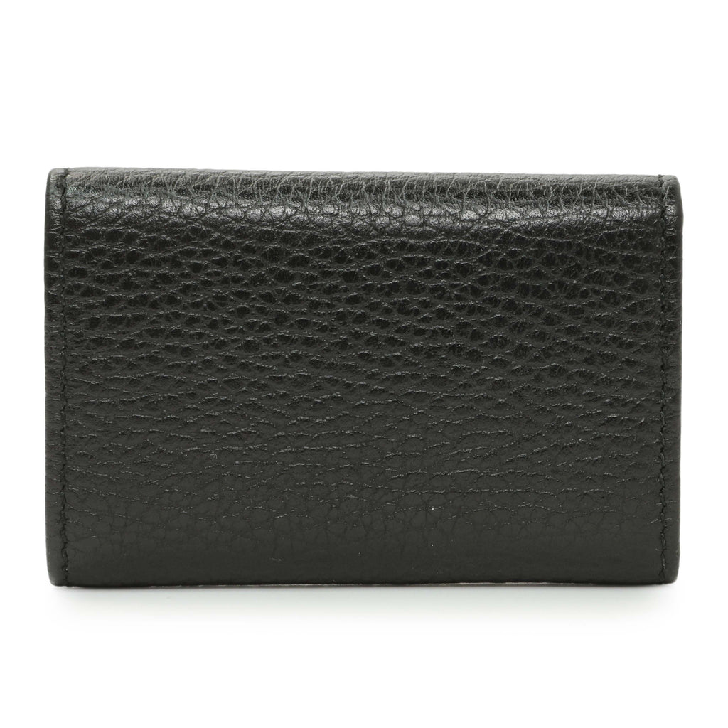 Gucci Black Pebbled Calfskin GG Marmont 6 Key Holder