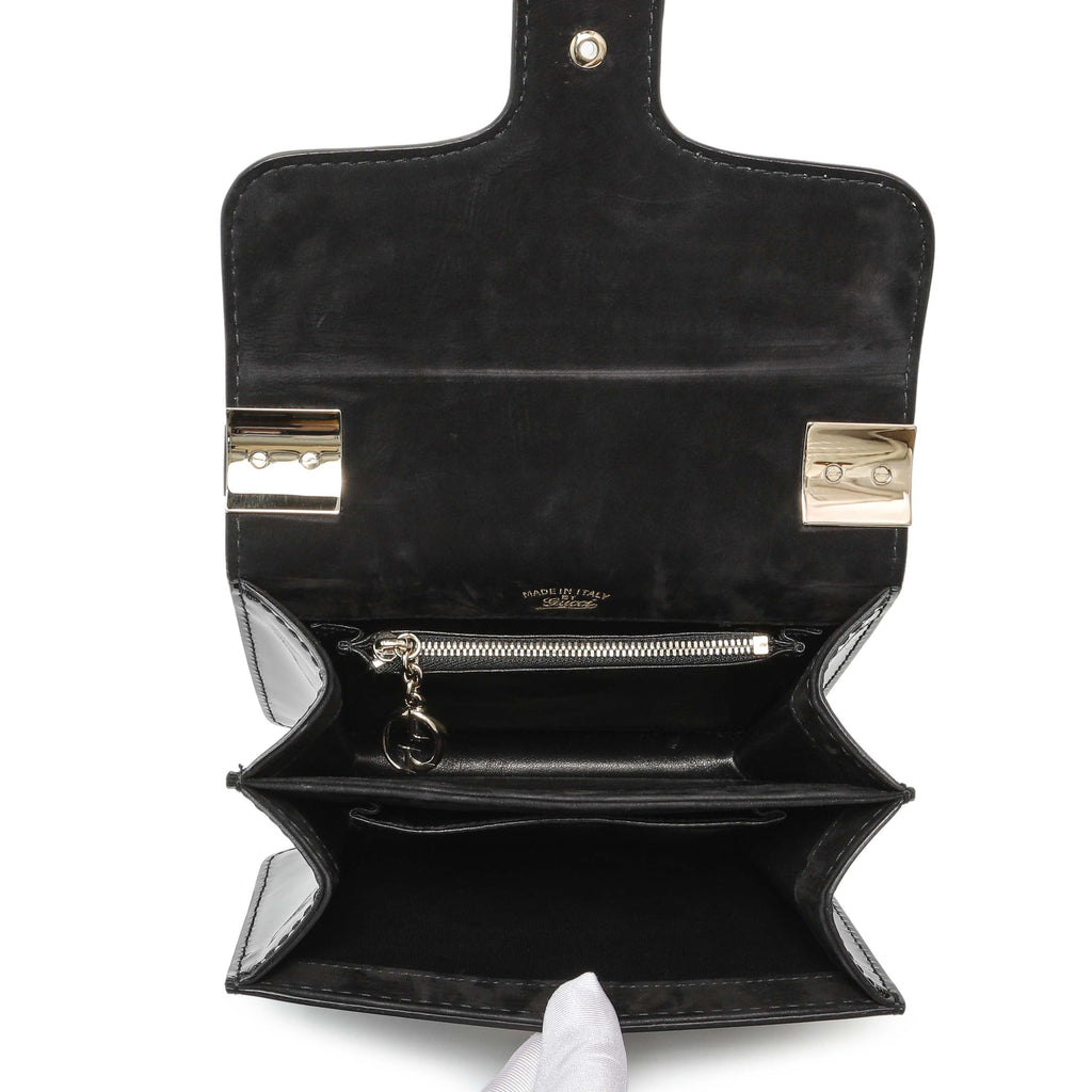 Gucci Black Patent 1973 Top Handle Flap