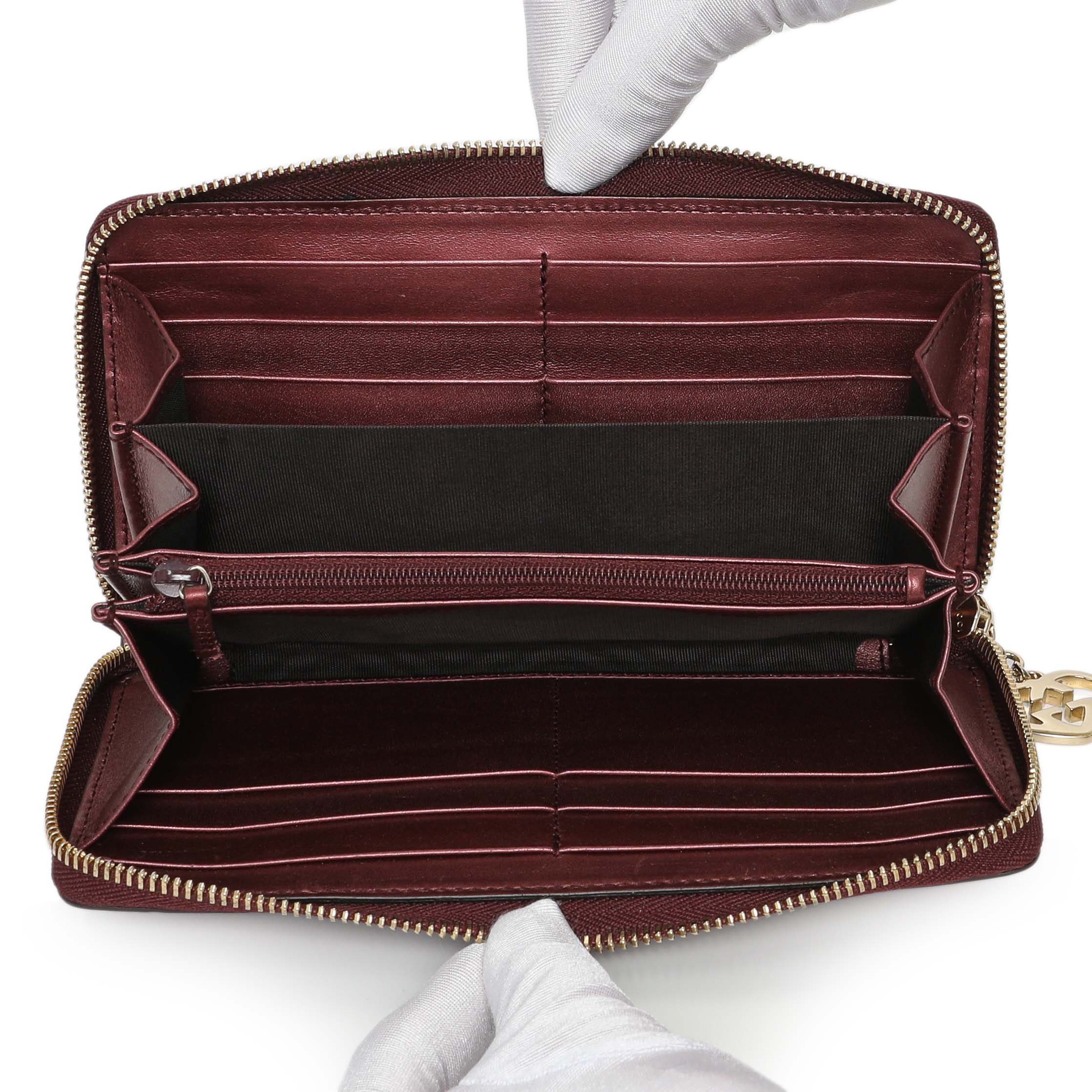 Gucci Purple Shine Guccissima Zip Around Wallet