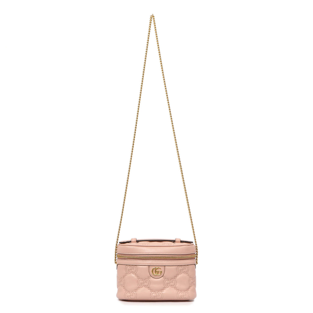 Gucci Pink Calfskin GG Matelasse Top Handle Mini Bag