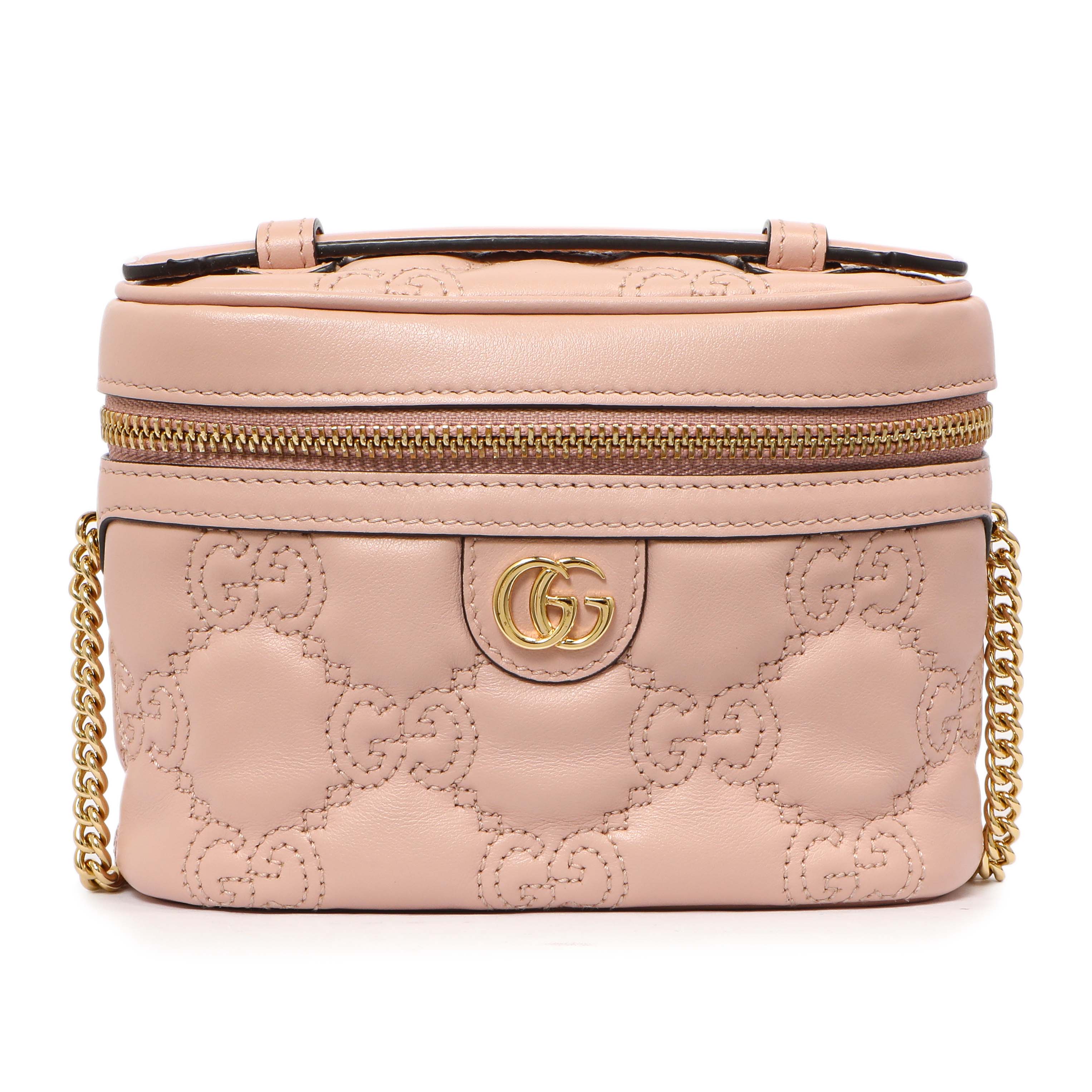 Gucci Pink Calfskin GG Matelasse Top Handle Mini Bag
