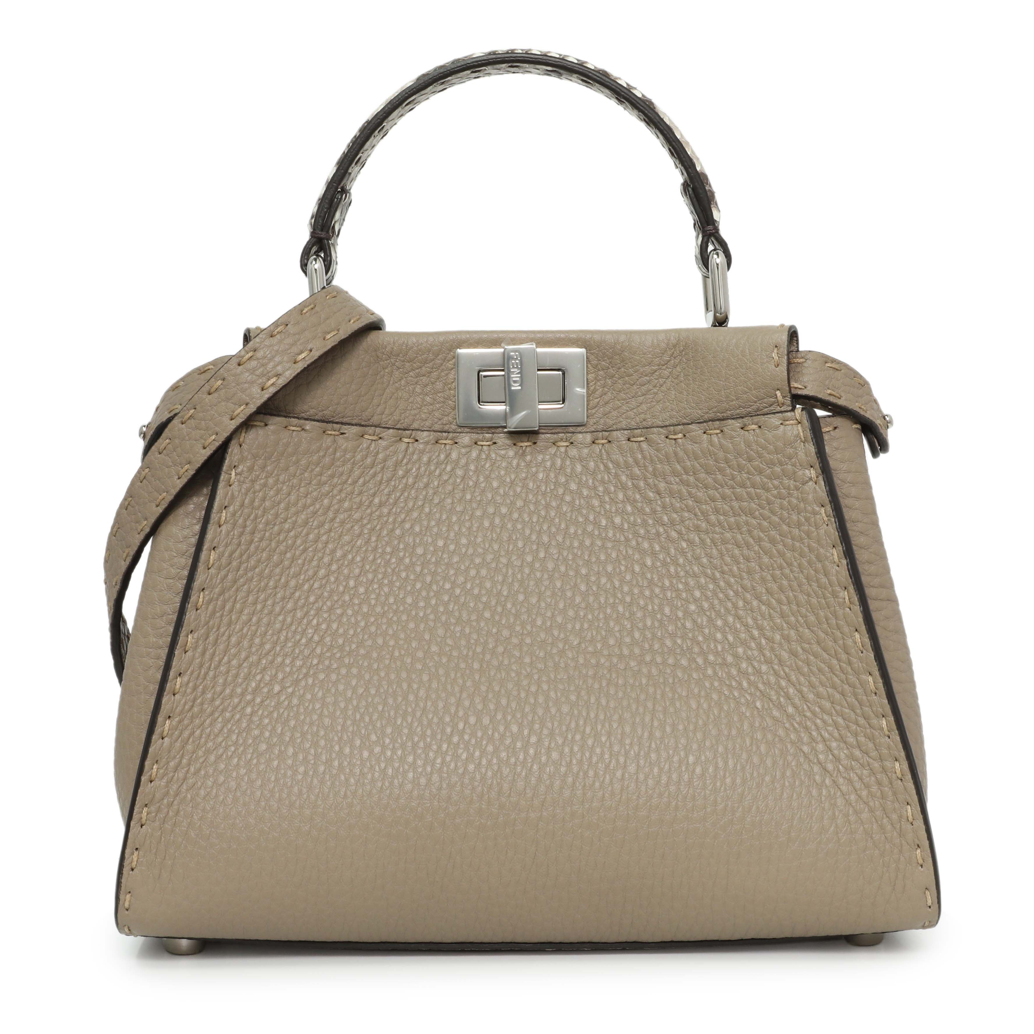 Fendi Cuoio Romano Snakeskin Selleria Mini Peekaboo Iconic Satchel