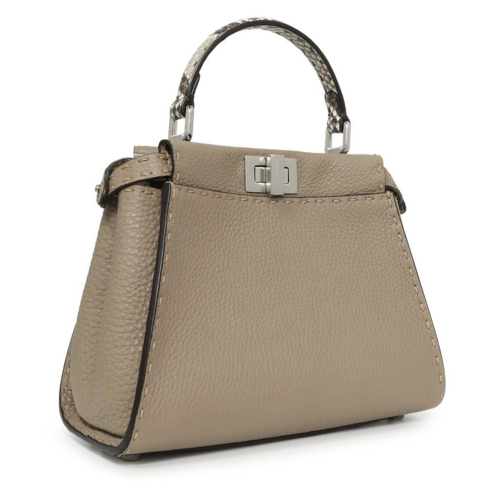 Fendi Cuoio Romano Snakeskin Selleria Mini Peekaboo Iconic Satchel