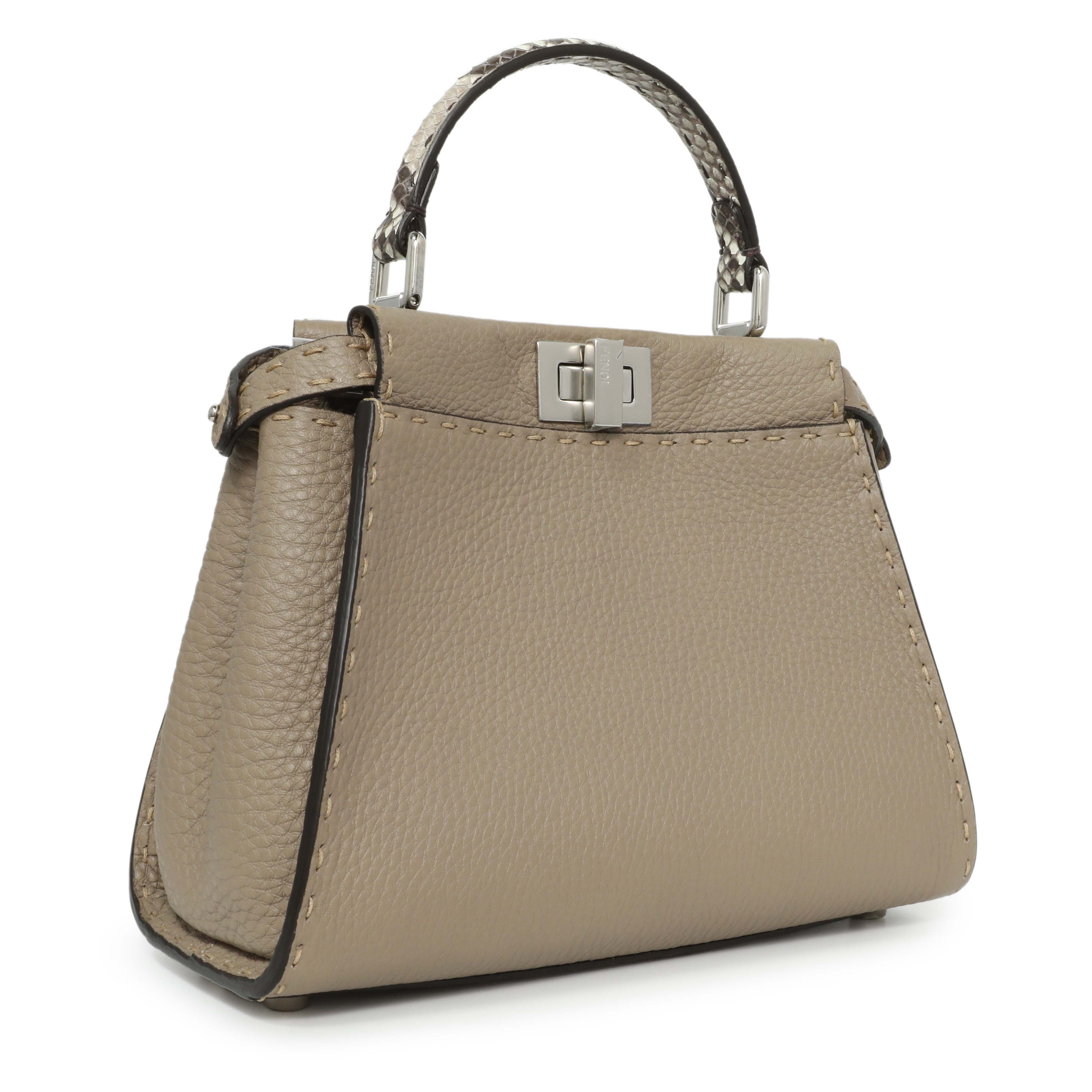 Fendi Cuoio Romano Snakeskin Selleria Mini Peekaboo Iconic Satchel