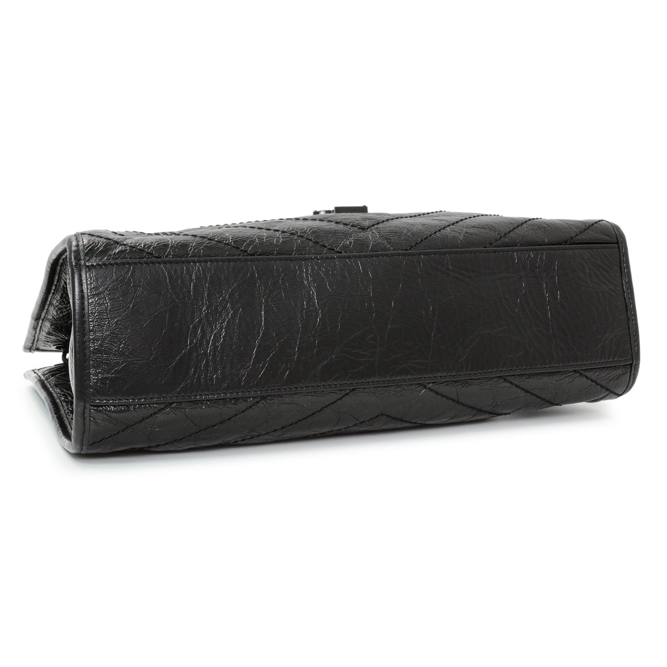 Saint Laurent Black Crinkled Calfskin Matelasse Monogram Medium Niki Shopper