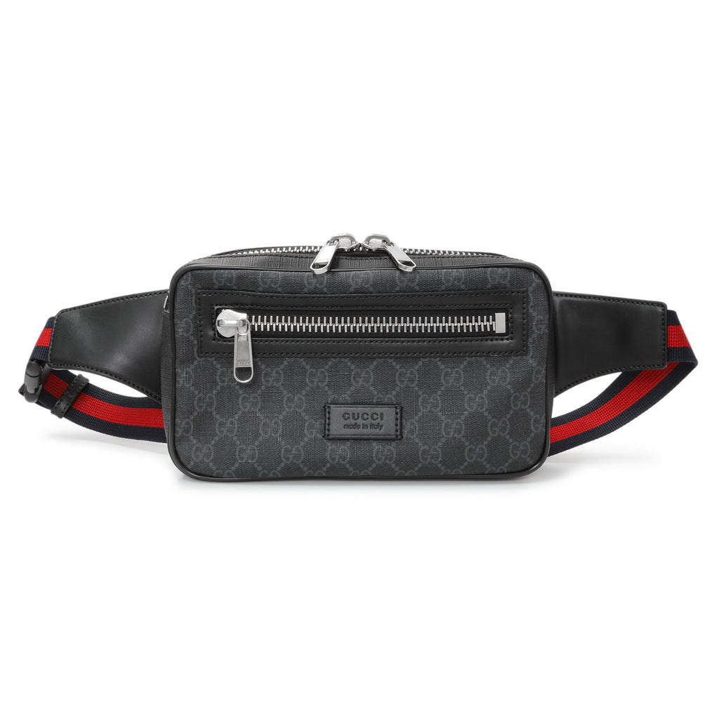 Gucci Black Soft GG Supreme Monogram Web Belt Bag