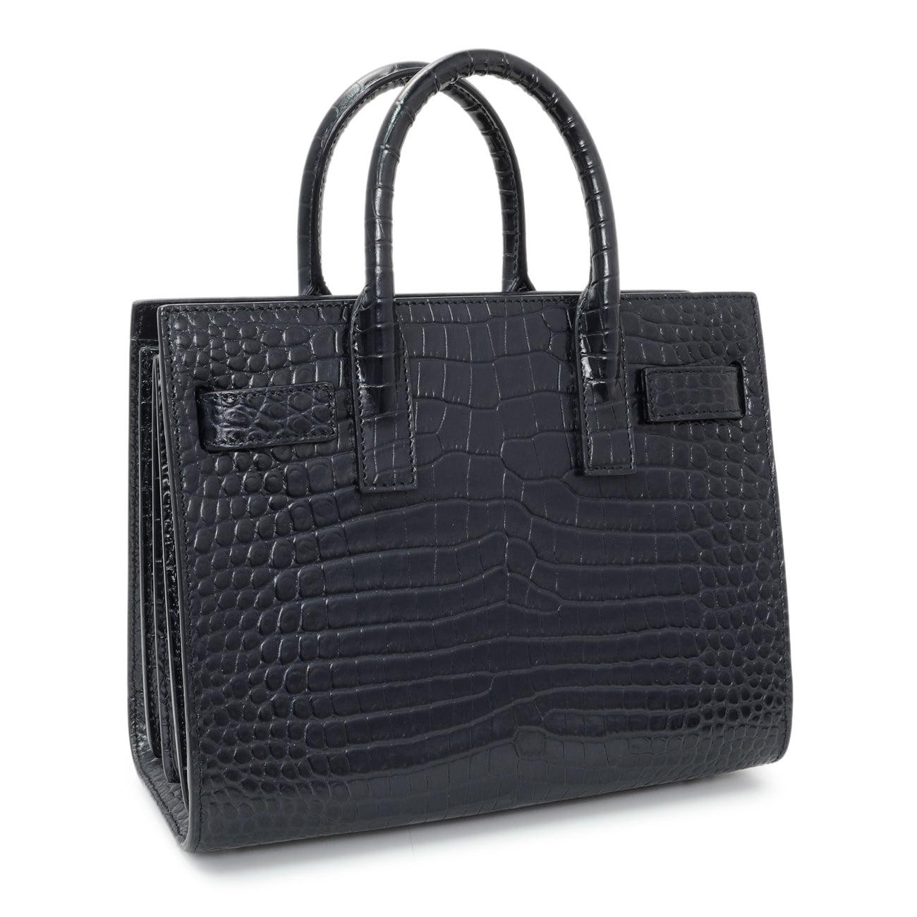 Saint Laurent Calfskin Crocodile Embossed Nano Sac De Jour