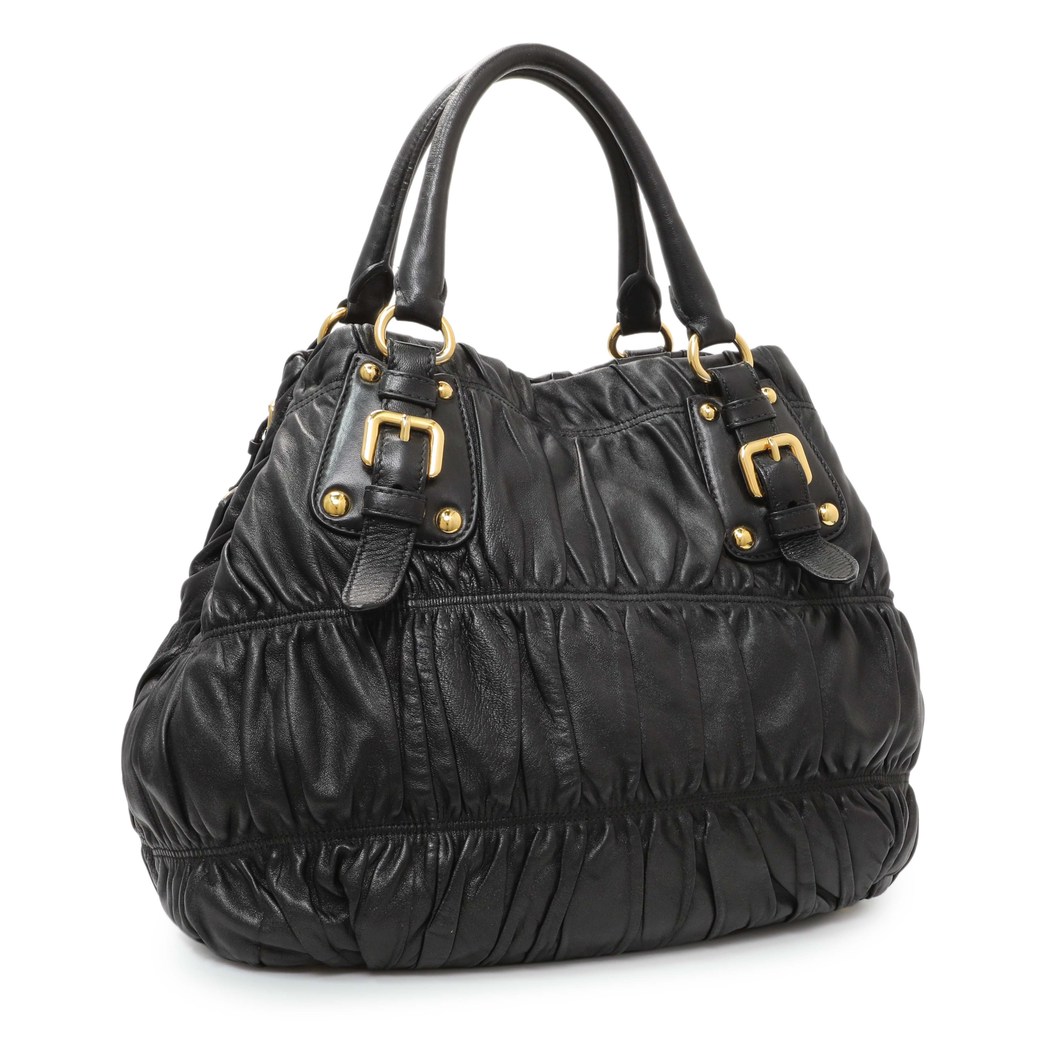 Prada Black Nappa Leather Gaufre Tote