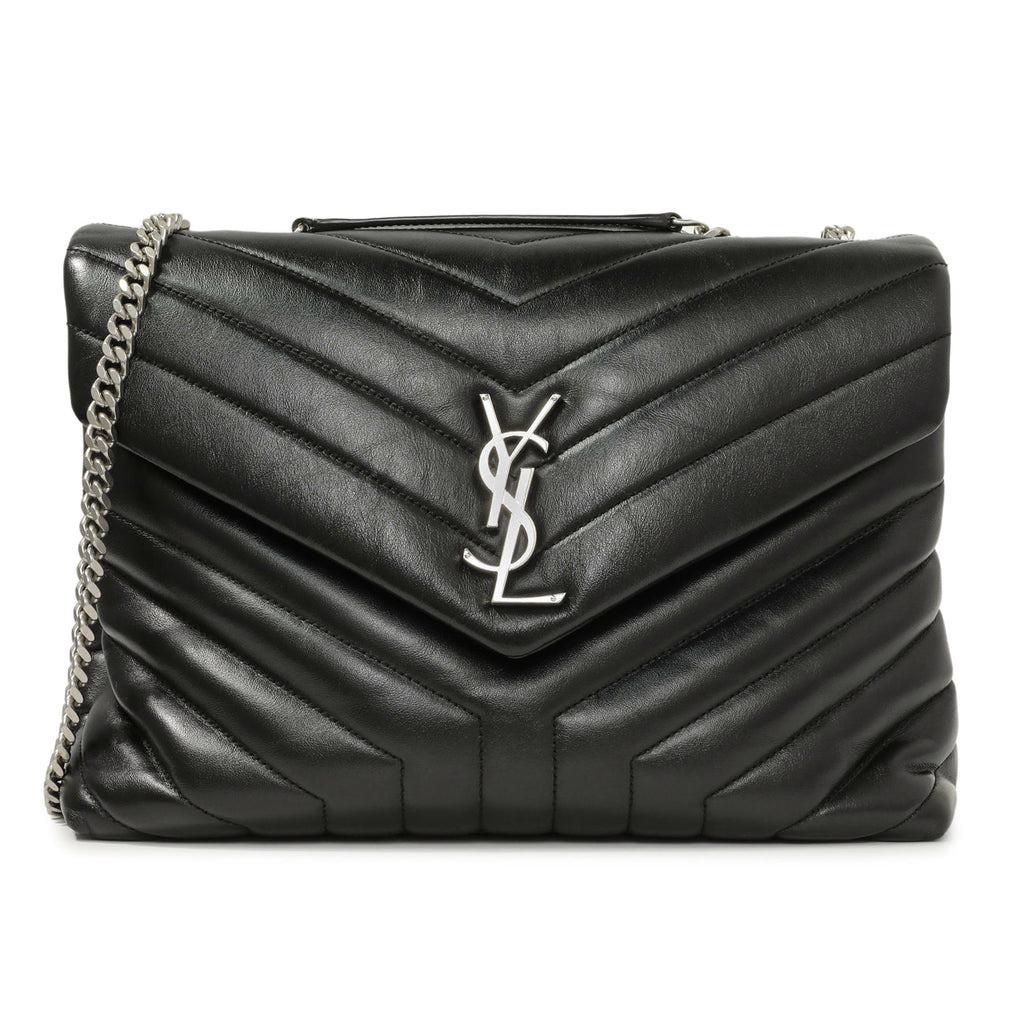 Saint Laurent Black Calfskin Y Quilted Monogram Medium Loulou Chain Satchel