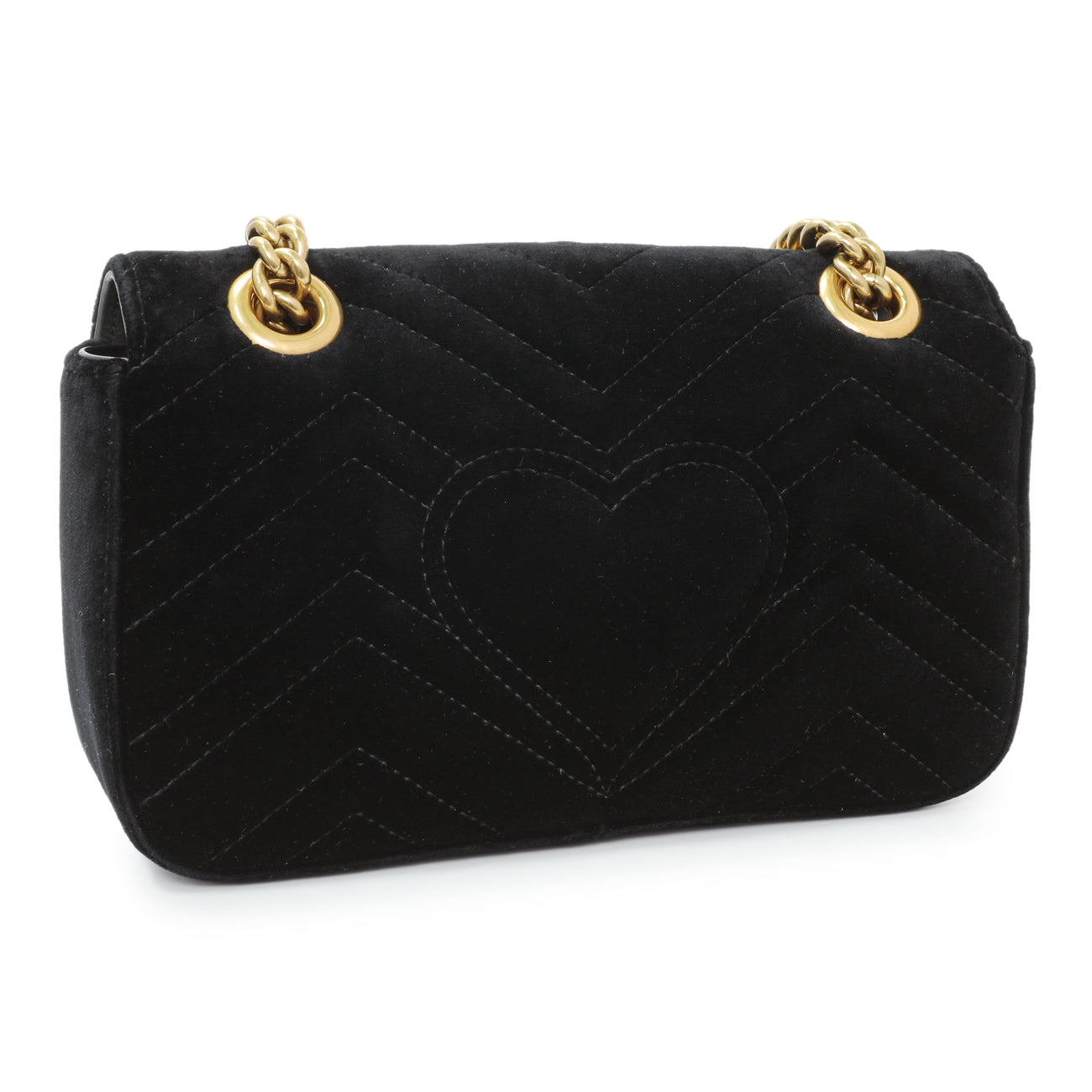 Gucci Black Velvet Matelasse Mini GG Marmont Shoulder Bag
