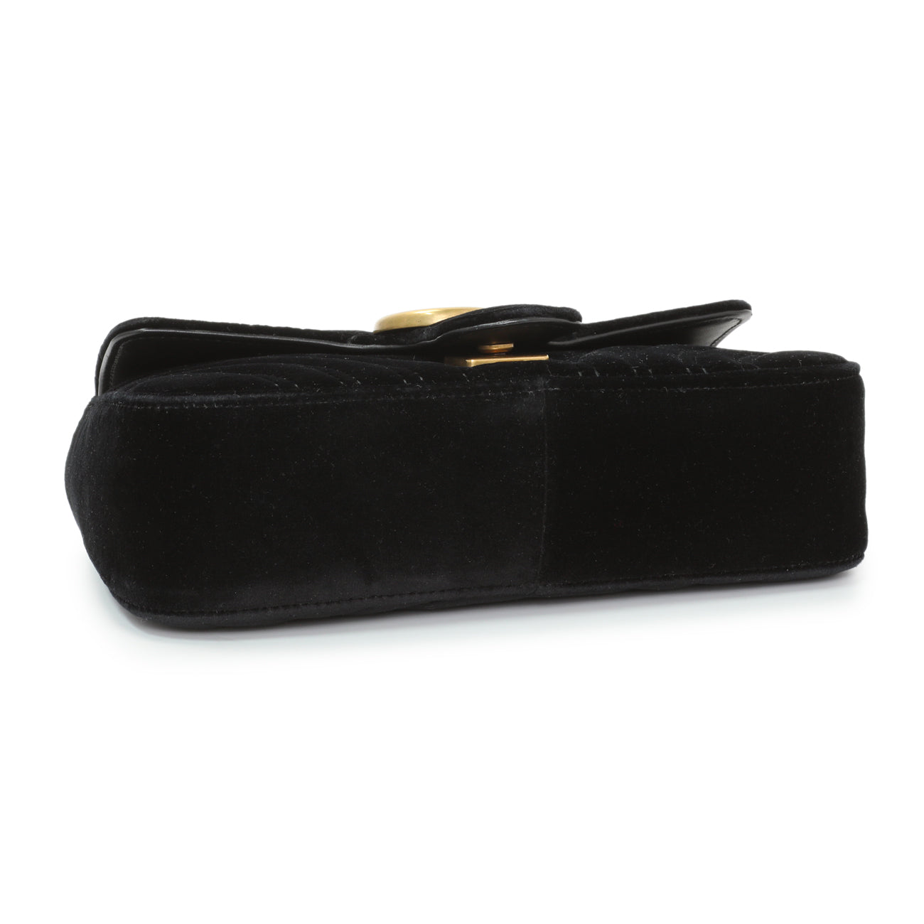 Gucci Black Velvet Matelasse Mini GG Marmont Shoulder Bag