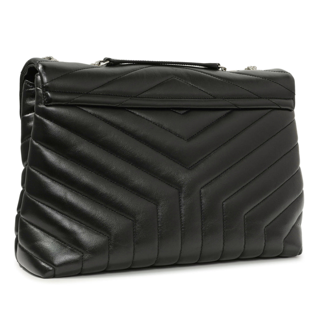 Saint Laurent Black Calfskin Y Quilted Monogram Medium Loulou Chain Satchel