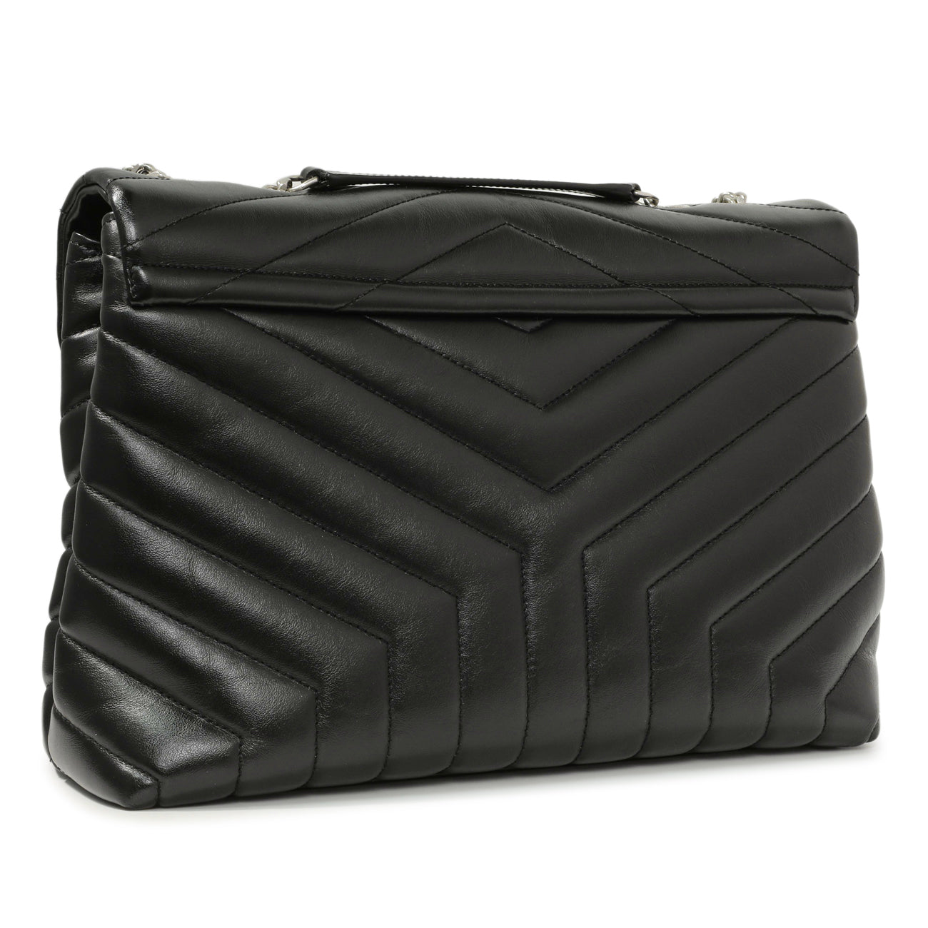 Saint Laurent Black Calfskin Y Quilted Monogram Medium Loulou Chain Satchel