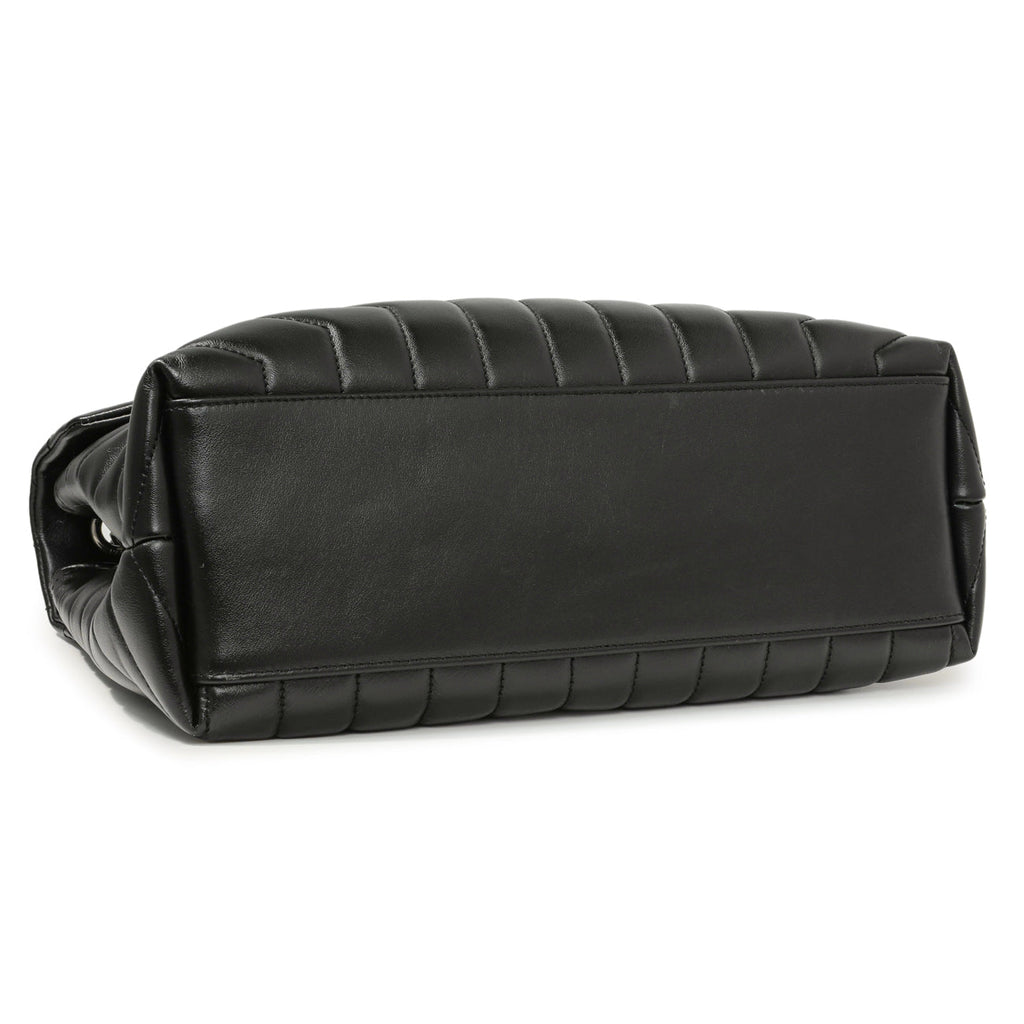 Saint Laurent Black Calfskin Y Quilted Monogram Medium Loulou Chain Satchel