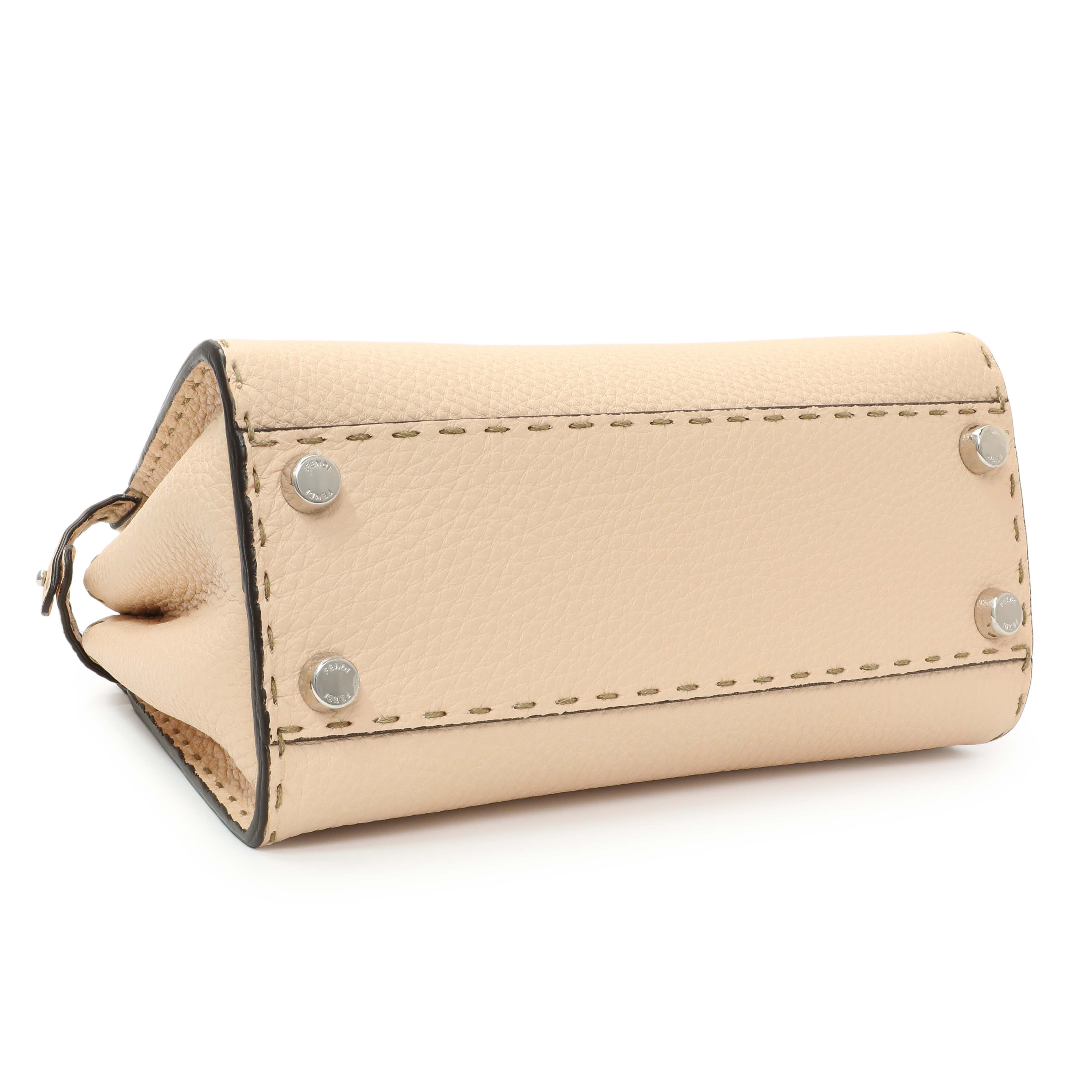 Fendi Plaster Cuoio Romano Snakeskin Selleria Mini Peekaboo Iconic Satchel