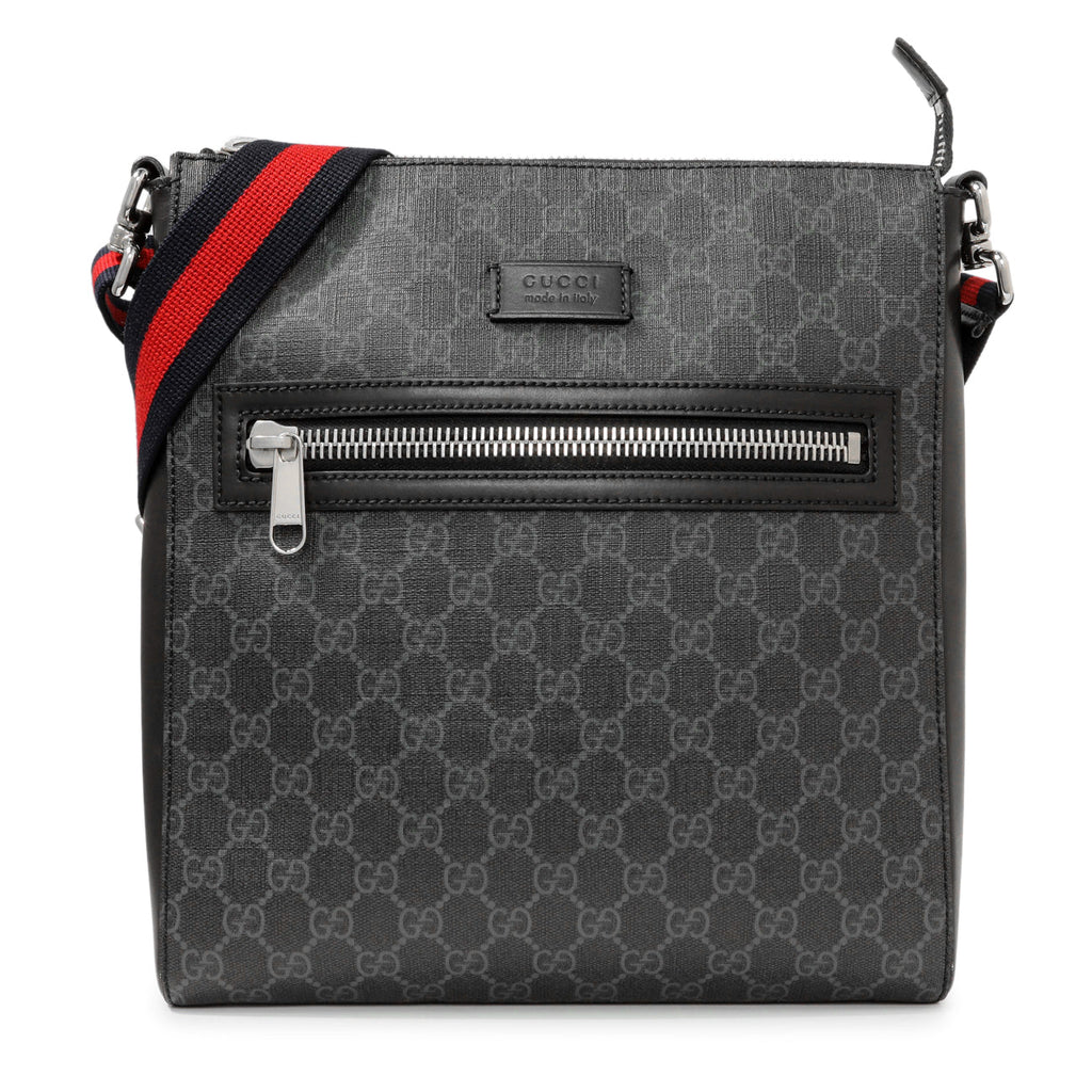 Gucci GG Supreme Monogram Web Flat Messenger Bag