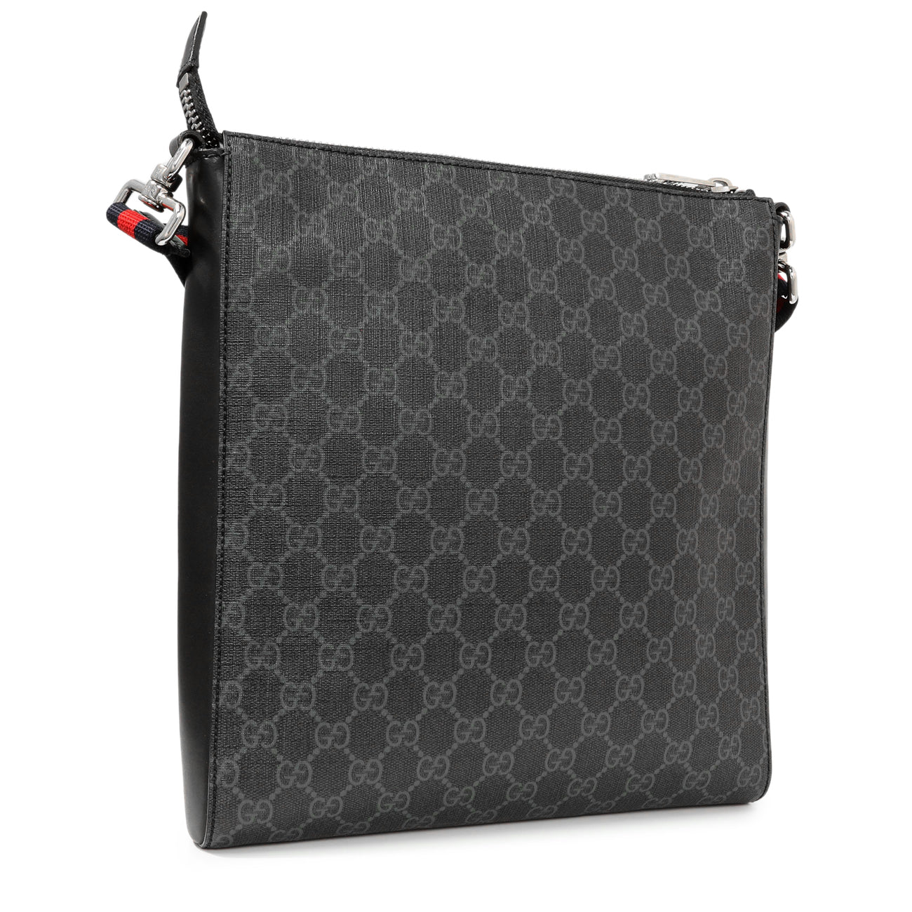 Gucci GG Supreme Monogram Web Flat Messenger Bag
