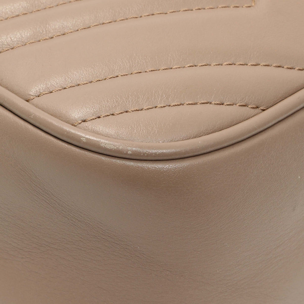 Gucci Porcelain Rose Calfskin Matelasse Small GG Marmont Chain Shoulder Bag