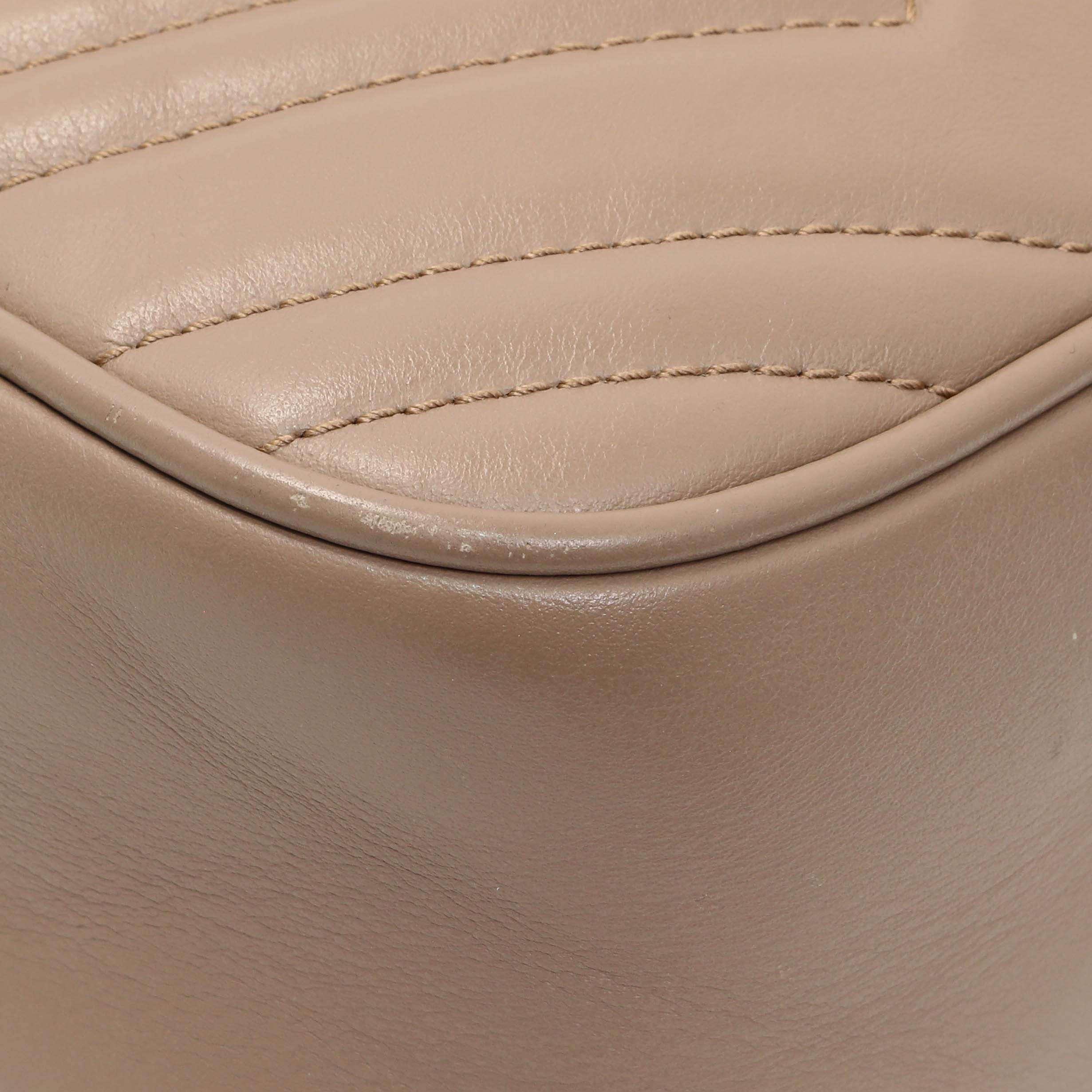 Gucci Porcelain Rose Calfskin Matelasse Small GG Marmont Chain Shoulder Bag