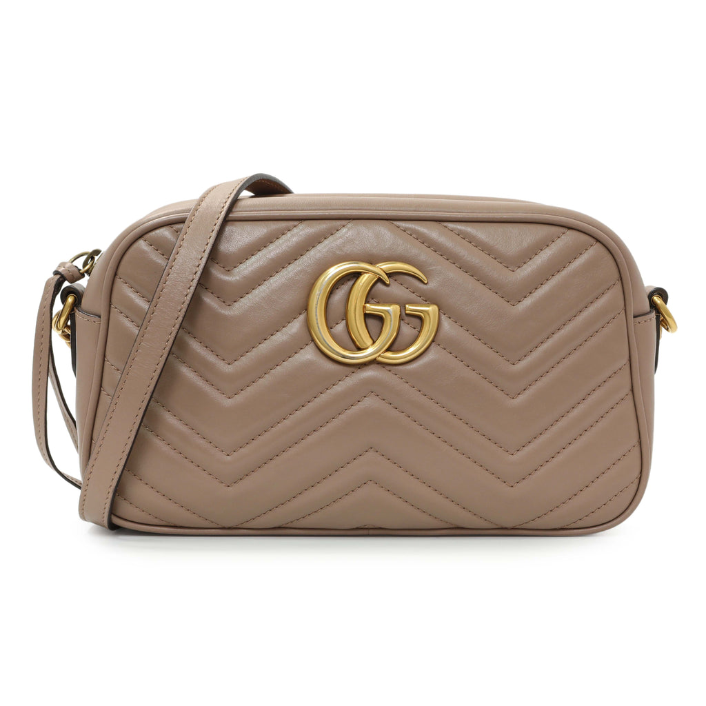 Gucci Porcelain Rose Calfskin Matelasse Small GG Marmont Chain Shoulder Bag