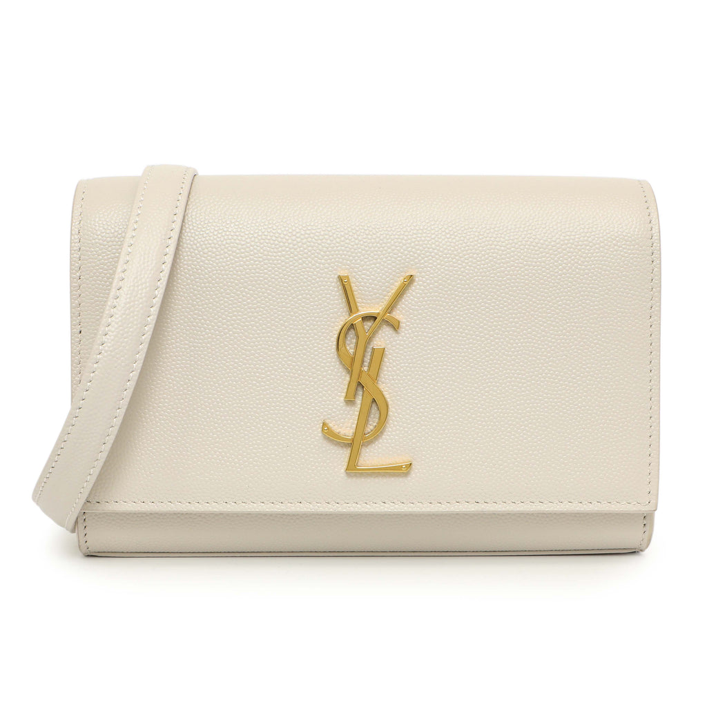 Saint Laurent White Grain De Poudre Monogram Kate Belt Bag