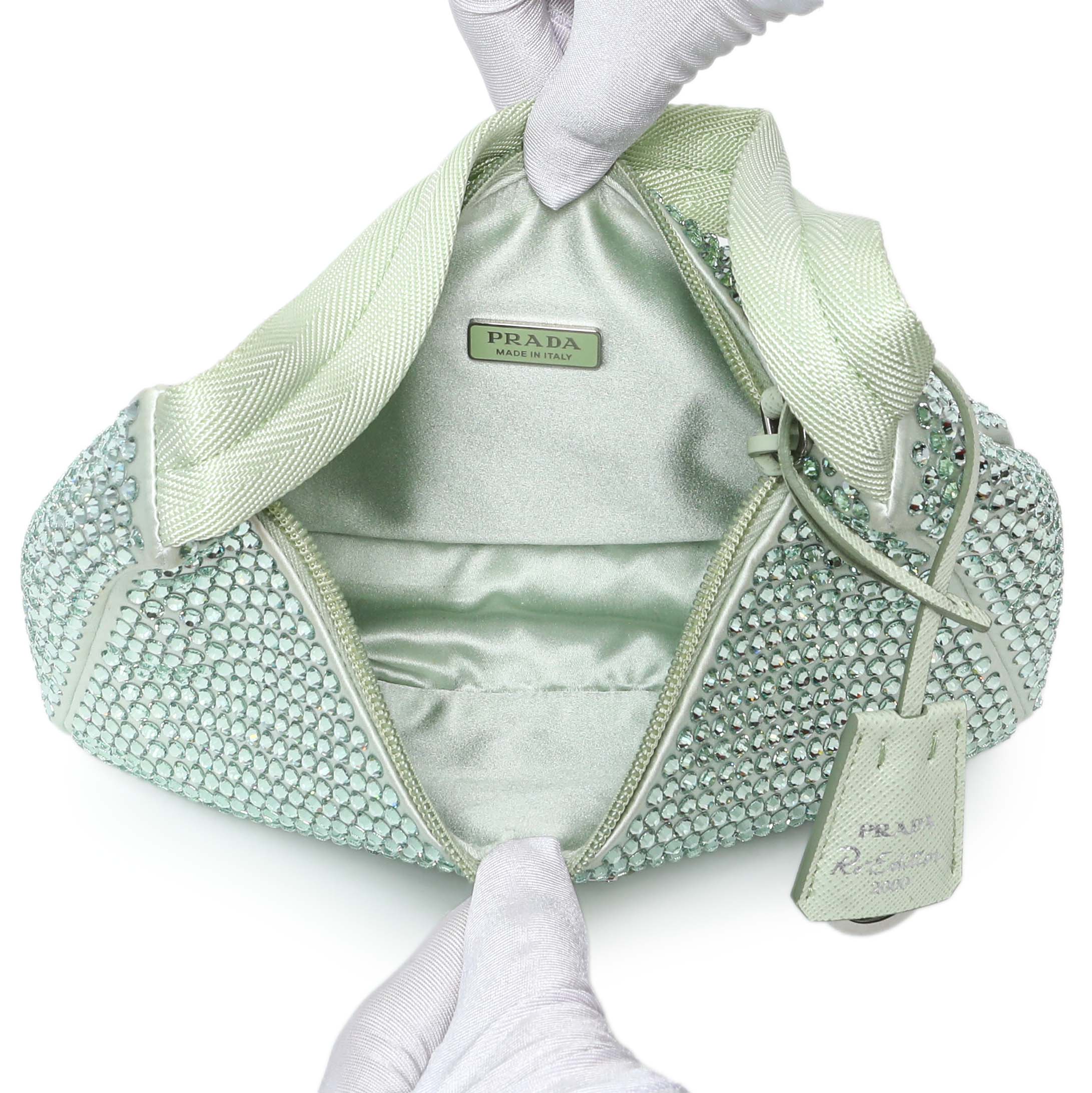 Prada Acqua Satin Crystal Mini Re-Edition 2000 Bag