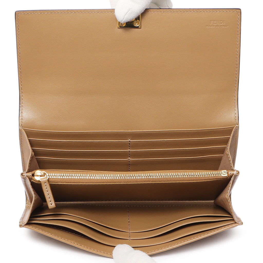 Fendi Brown Vitello Liberty Studded Continental Wallet