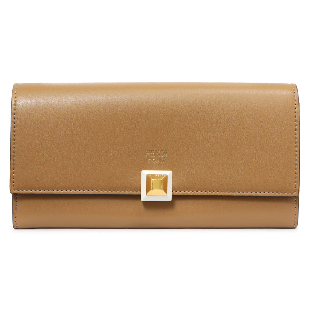 Fendi Brown Vitello Liberty Studded Continental Wallet