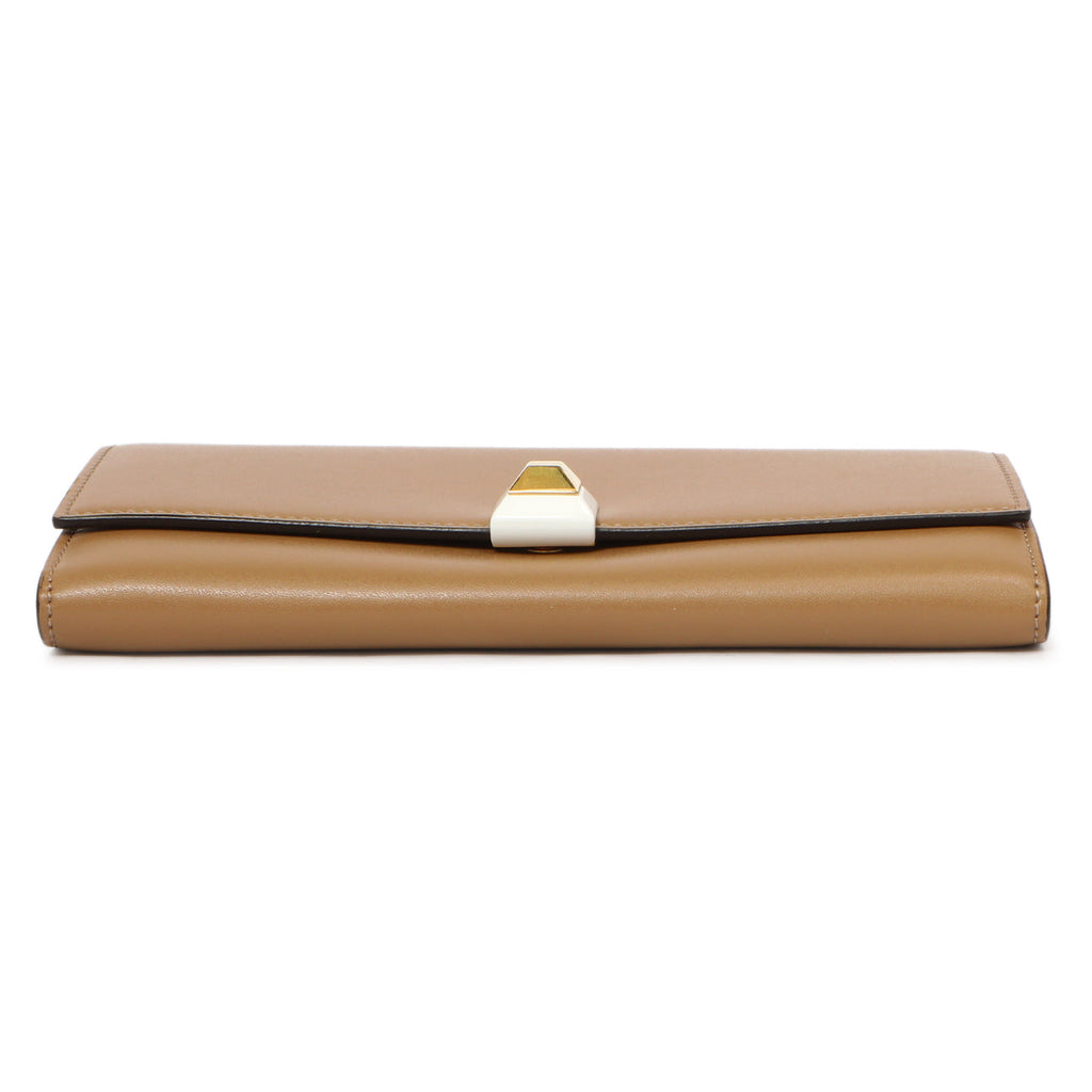 Fendi Brown Vitello Liberty Studded Continental Wallet