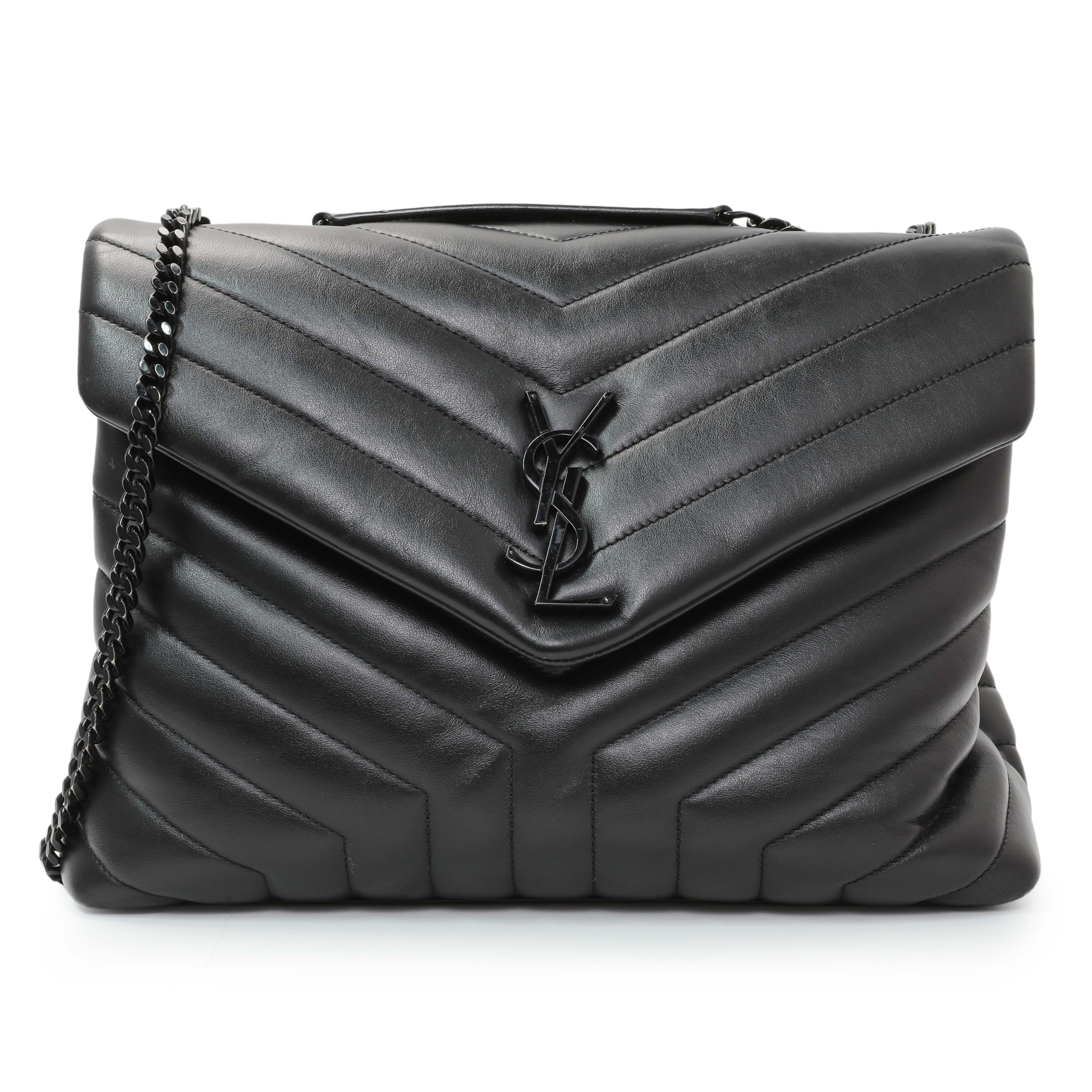 Saint Laurent Black Calfskin Medium Loulou
