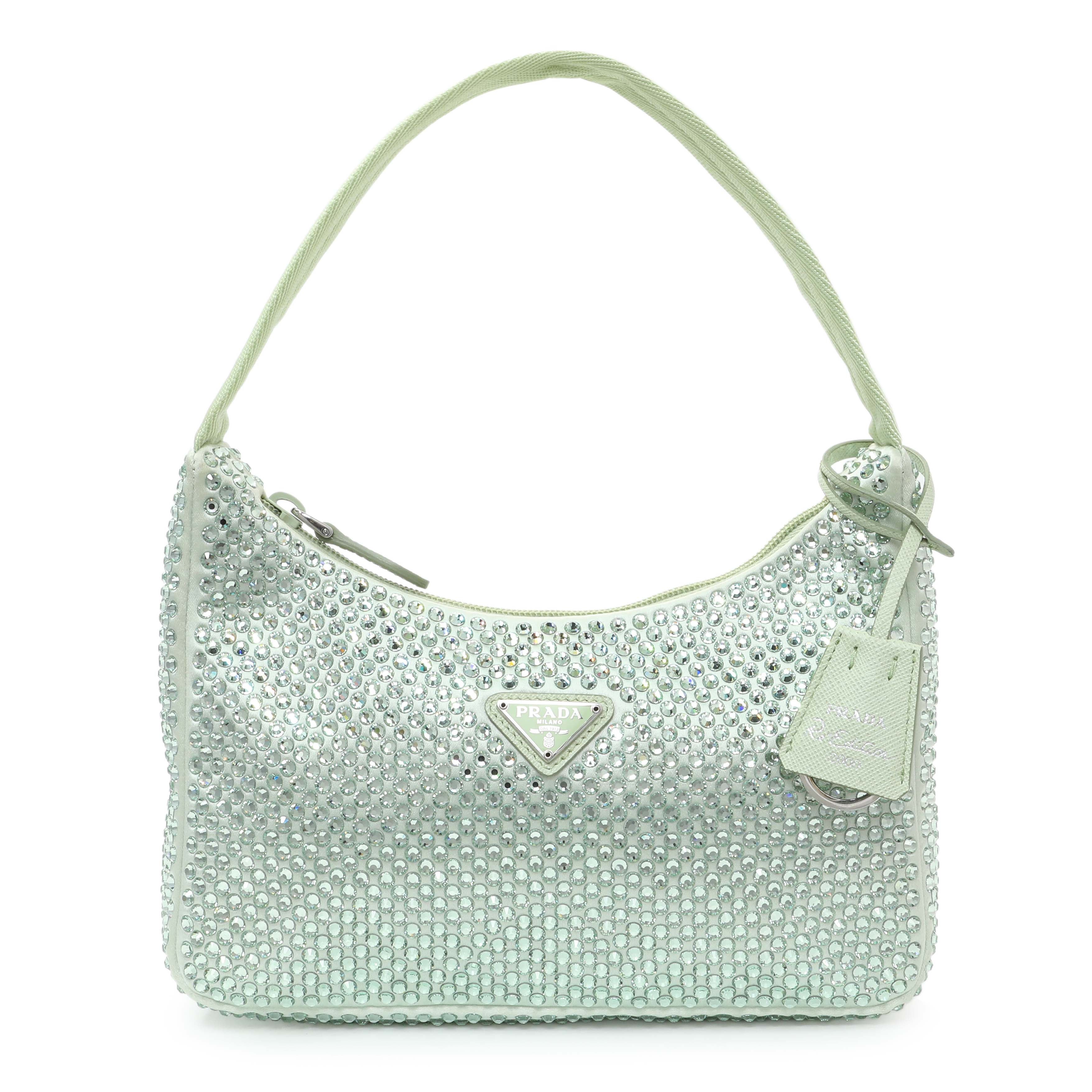 Prada Acqua Satin Crystal Mini Re-Edition 2000 Bag