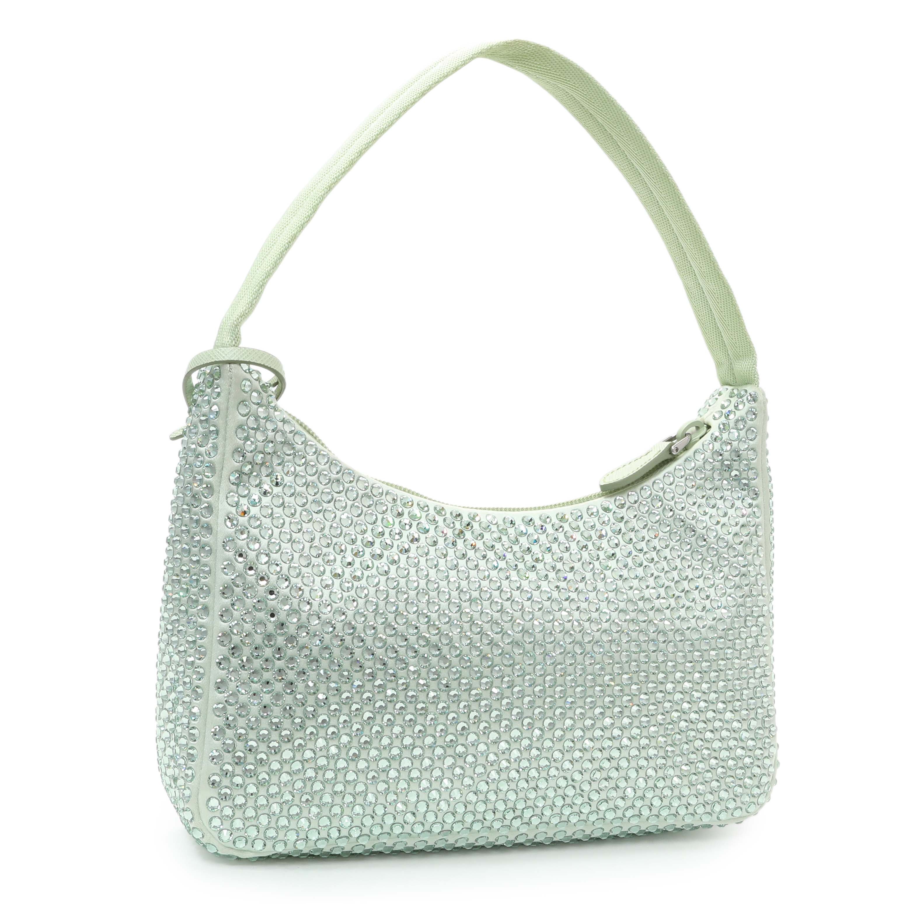 Prada Acqua Satin Crystal Mini Re-Edition 2000 Bag