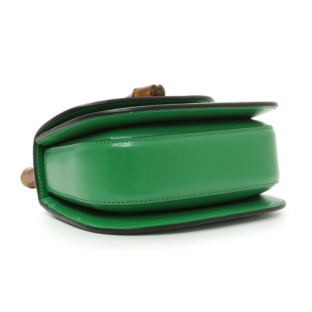 Gucci Green Calfskin Mini Bamboo 1947 Top Handle Bag
