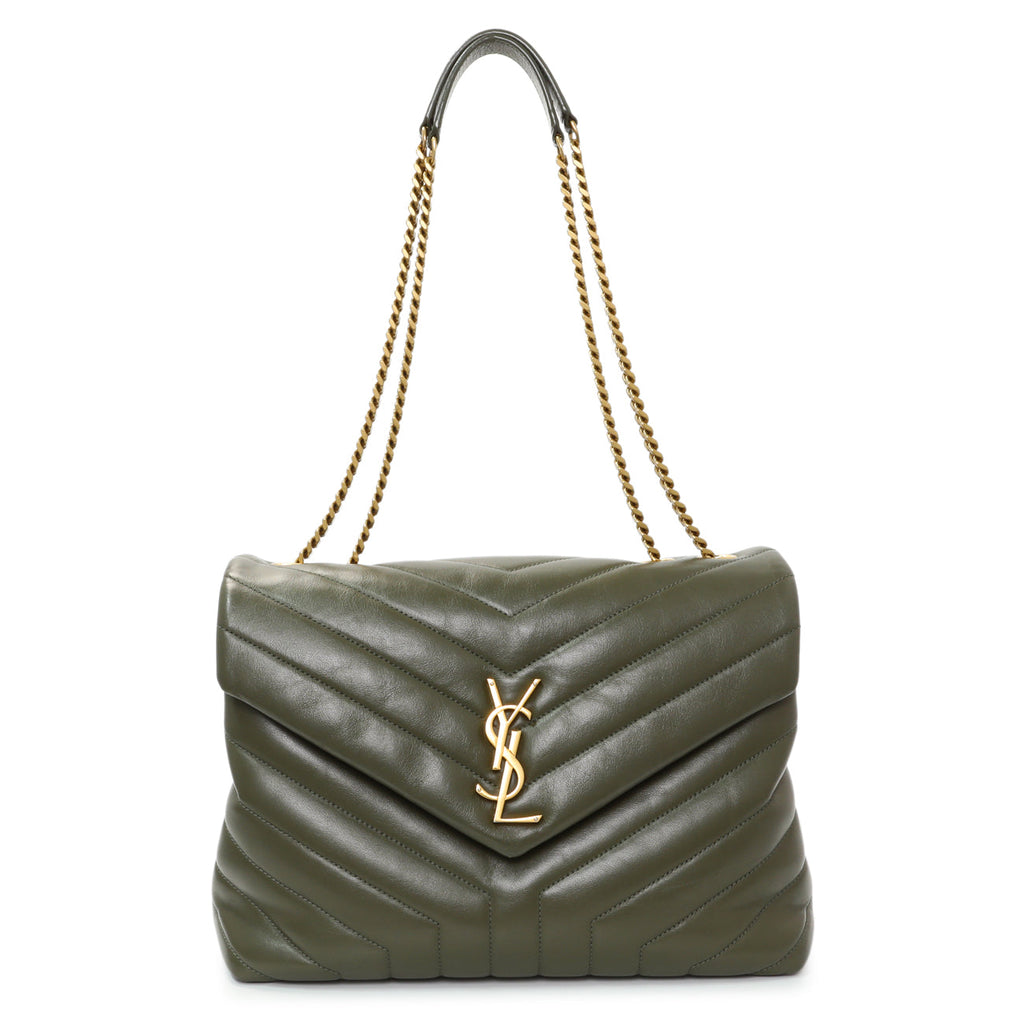 Saint Laurent Calfskin Y Quilted Monogram Medium Loulou Chain Satchel