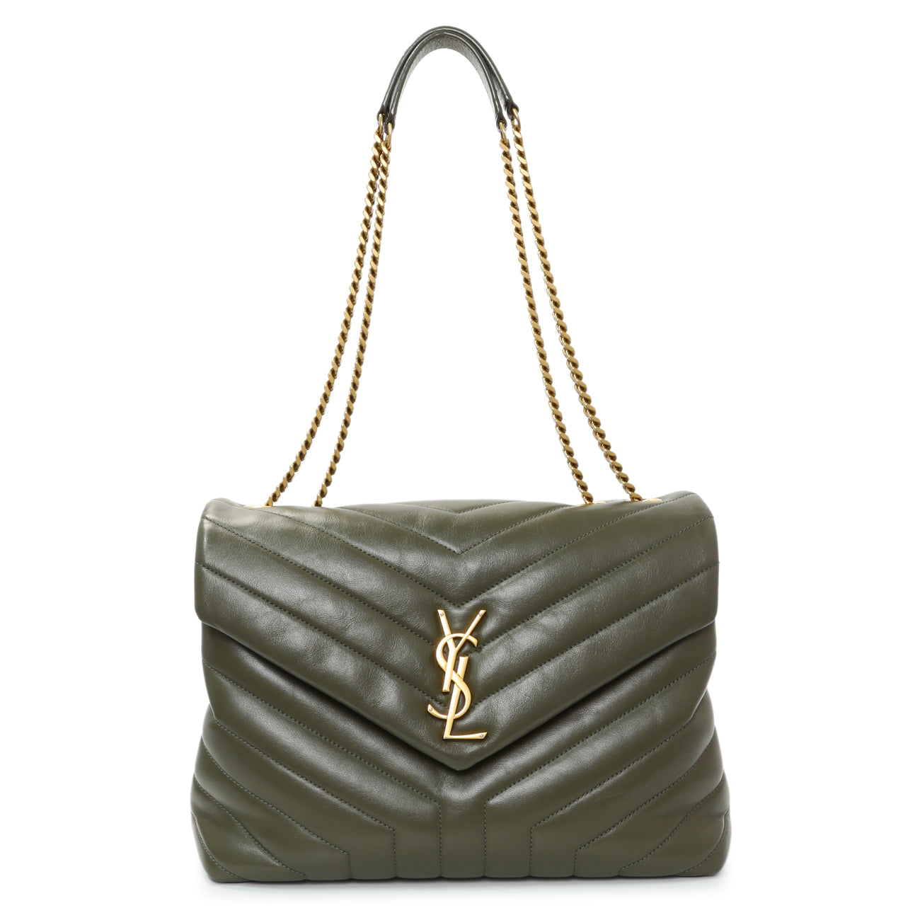 Saint Laurent Calfskin Y Quilted Monogram Medium Loulou Chain Satchel