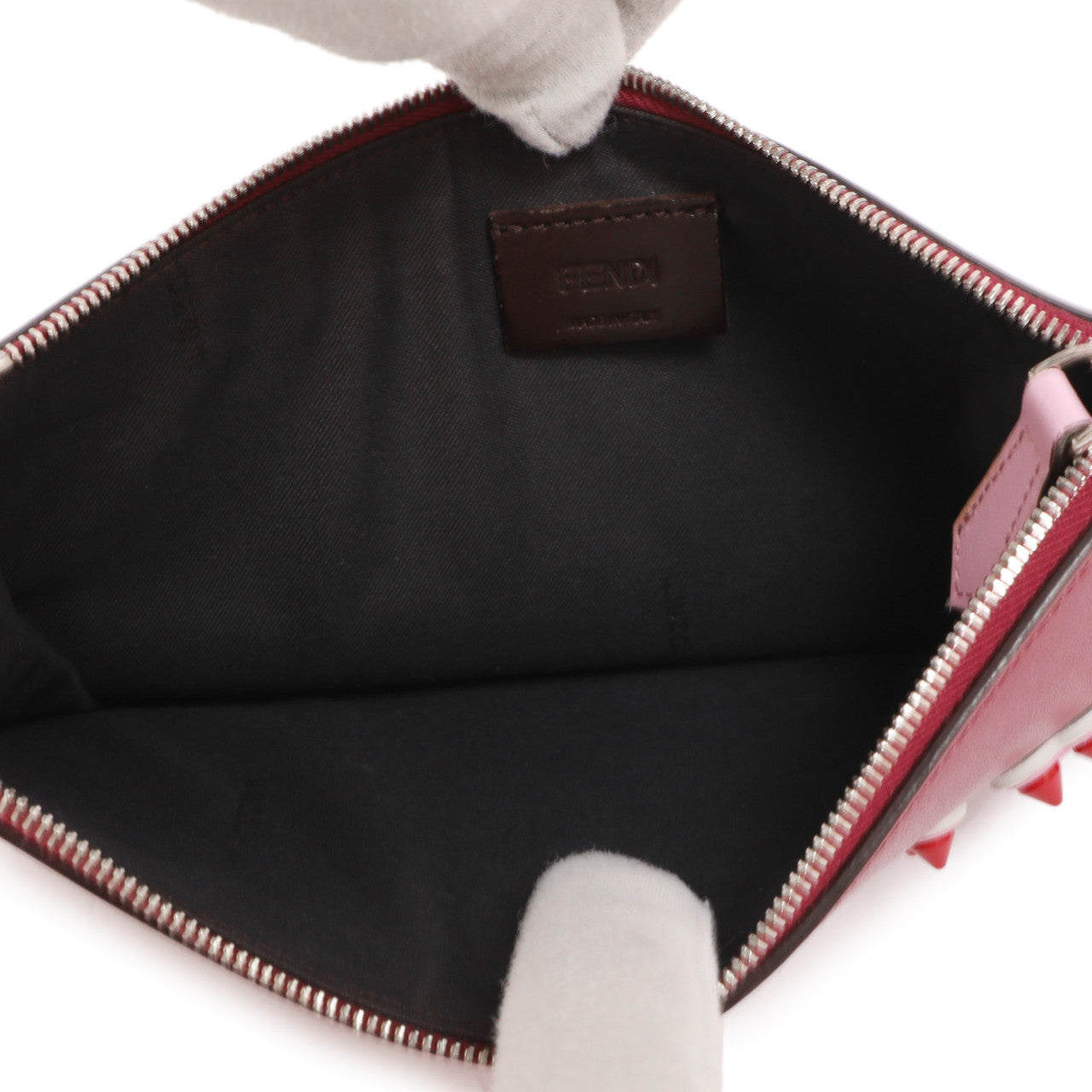 Fendi Love Studded Vitello Liberty Zip Pouch