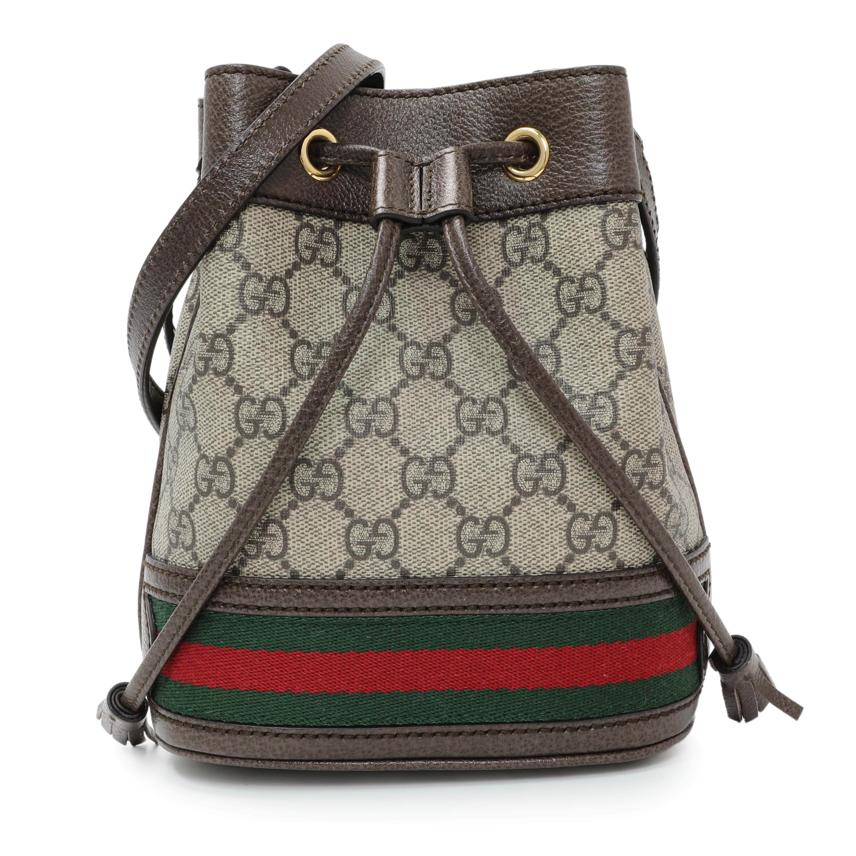 Gucci GG Supreme Monogram Web Mini Ophidia Bucket Bag