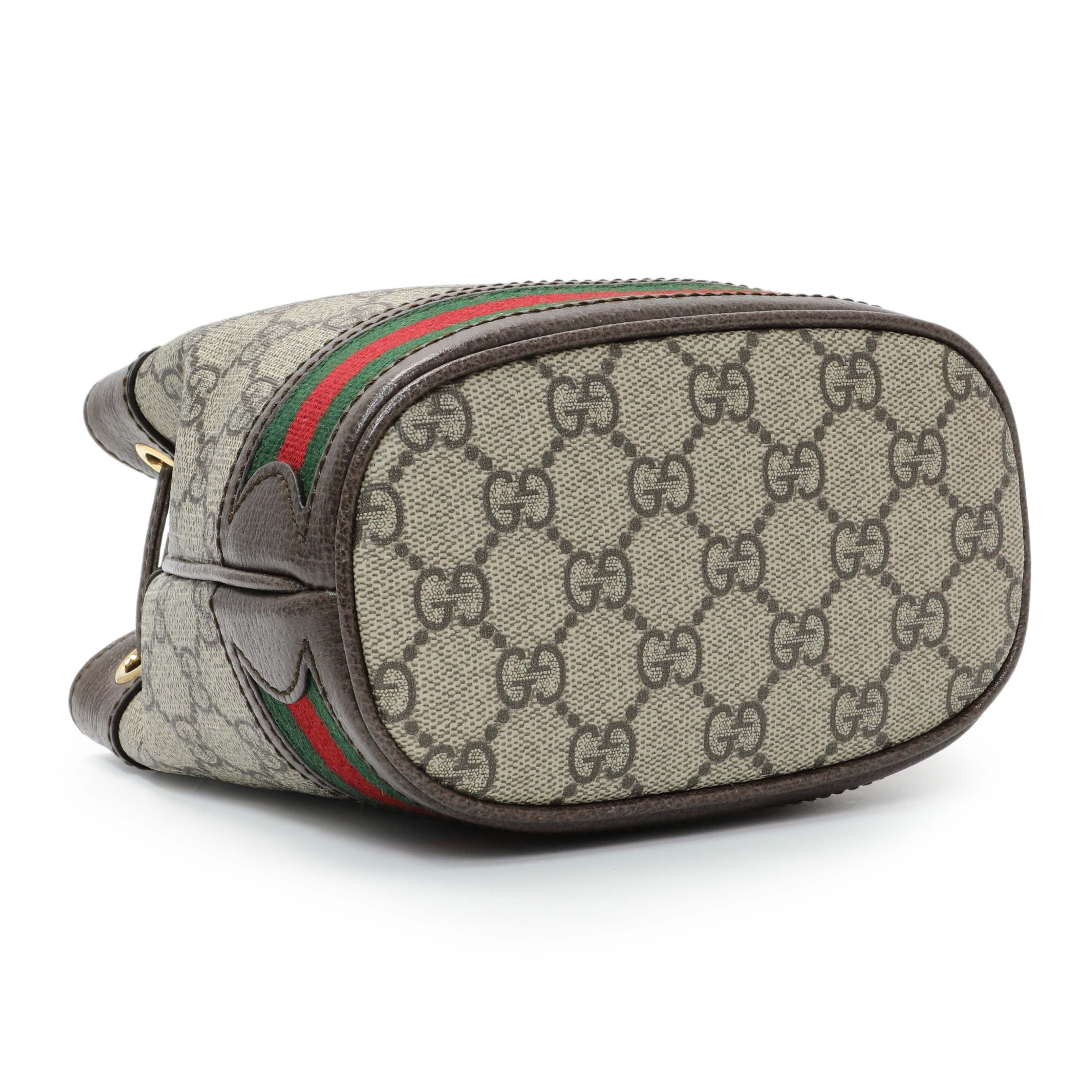 Gucci GG Supreme Monogram Web Mini Ophidia Bucket Bag