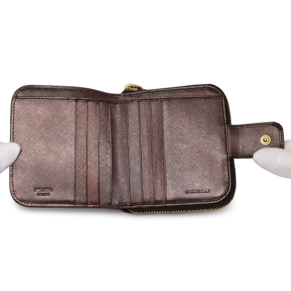 Prada Burgundy Nylon Compact Wallet