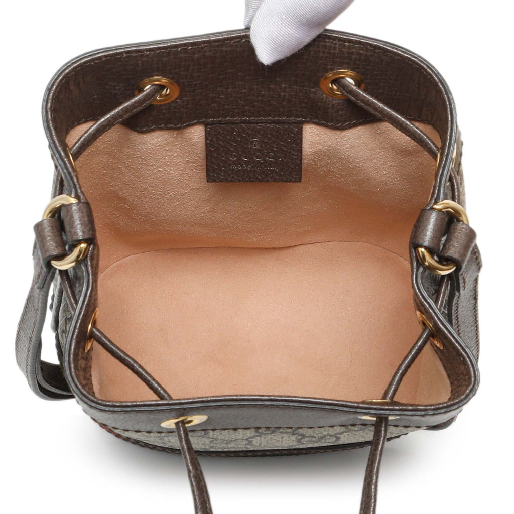 Gucci GG Supreme Monogram Web Mini Ophidia Bucket Bag