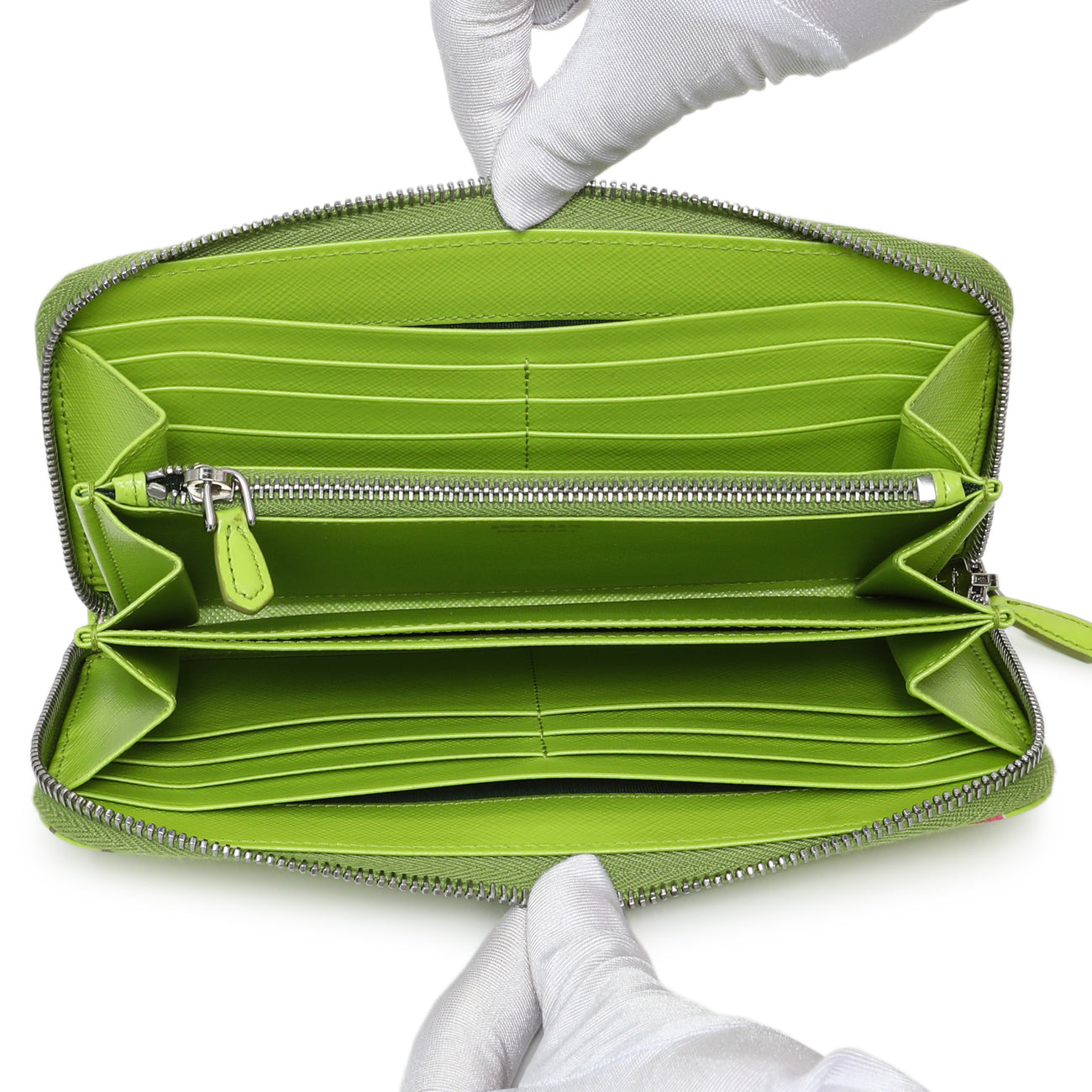 Prada Watermelon Print Saffiano Zip Around Wallet