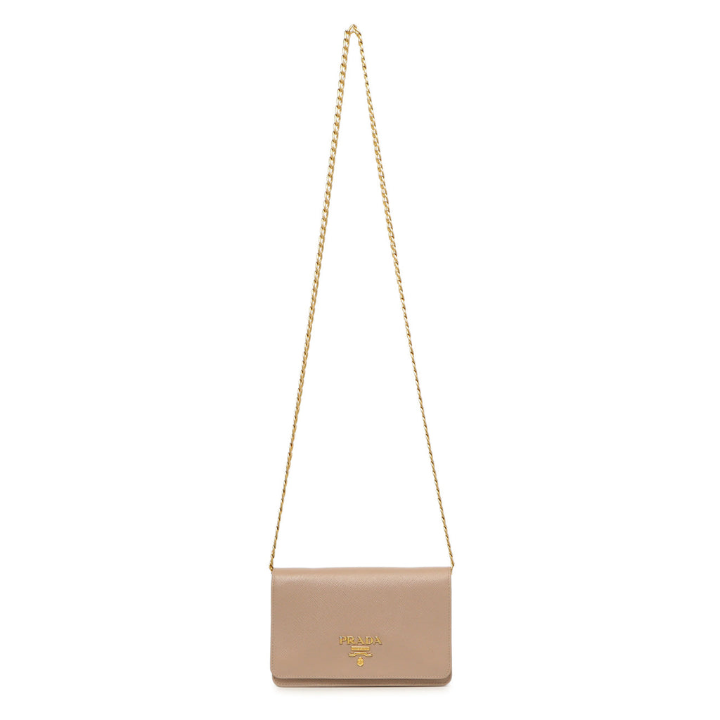 Prada Cammeo Saffiano Lux Chain Wallet